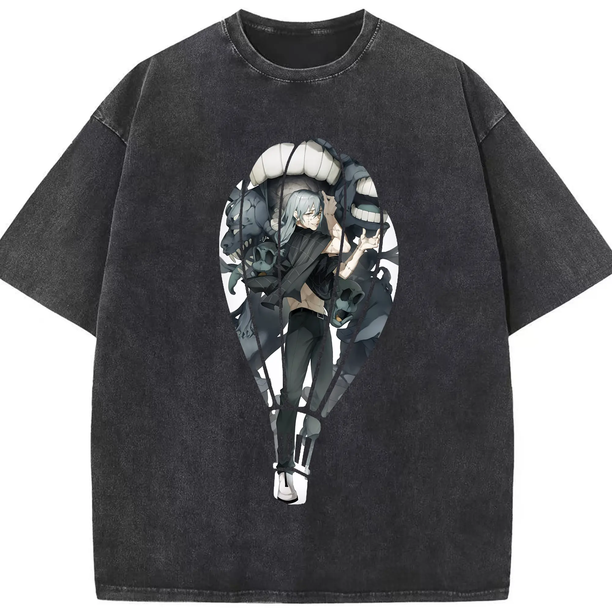 呪術廻戦 グッズ,真人 - 綿100％ ヴィンテージ風 半袖Tシャツ ・ フロントプリント ・ 柔らか肌触り ・ 通気性 快適 ・ スポーツ カジュアル 外出用