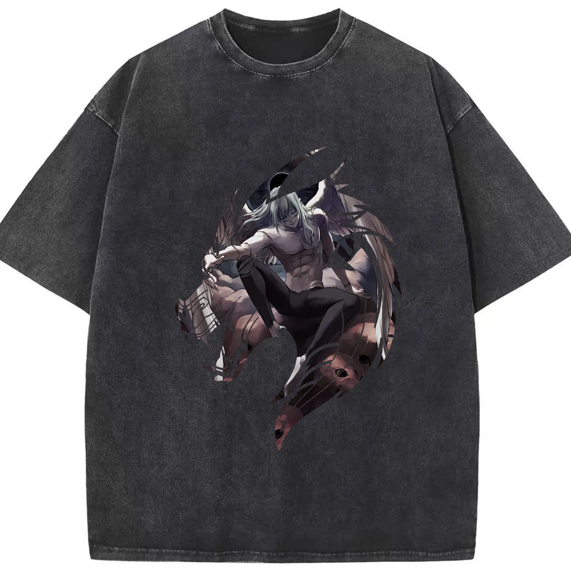 呪術廻戦 グッズ,真人 - 綿100％ ヴィンテージ風 半袖Tシャツ ・ フロントプリント ・ 柔らか肌触り ・ 通気性 快適 ・ スポーツ カジュアル 外出用