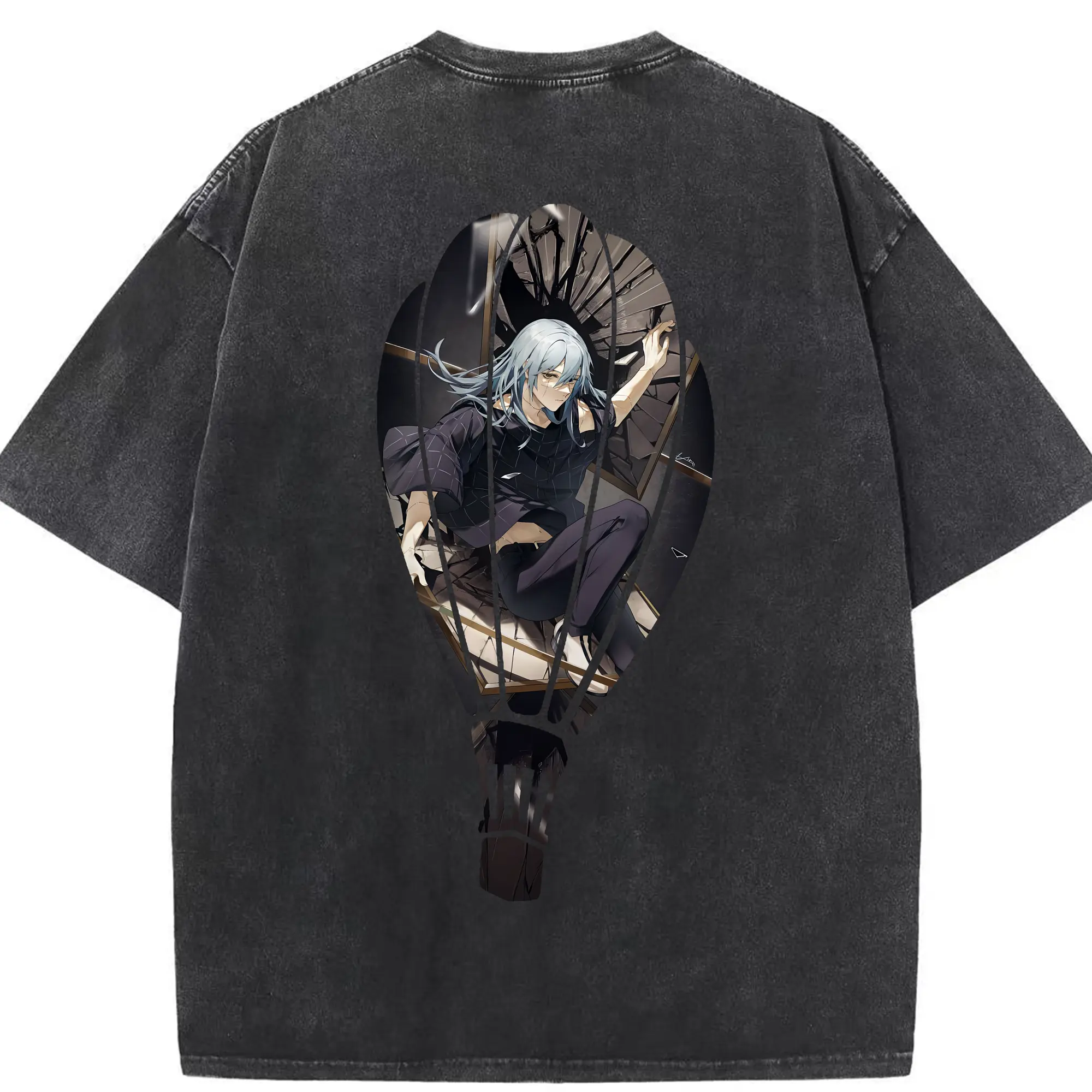 呪術廻戦 グッズ,真人 - 綿100％ ヴィンテージ風 半袖Tシャツ ・ 背面プリント ・ 柔らか肌触り ・ 通気性 快適 ・ スポーツ カジュアル 外出用