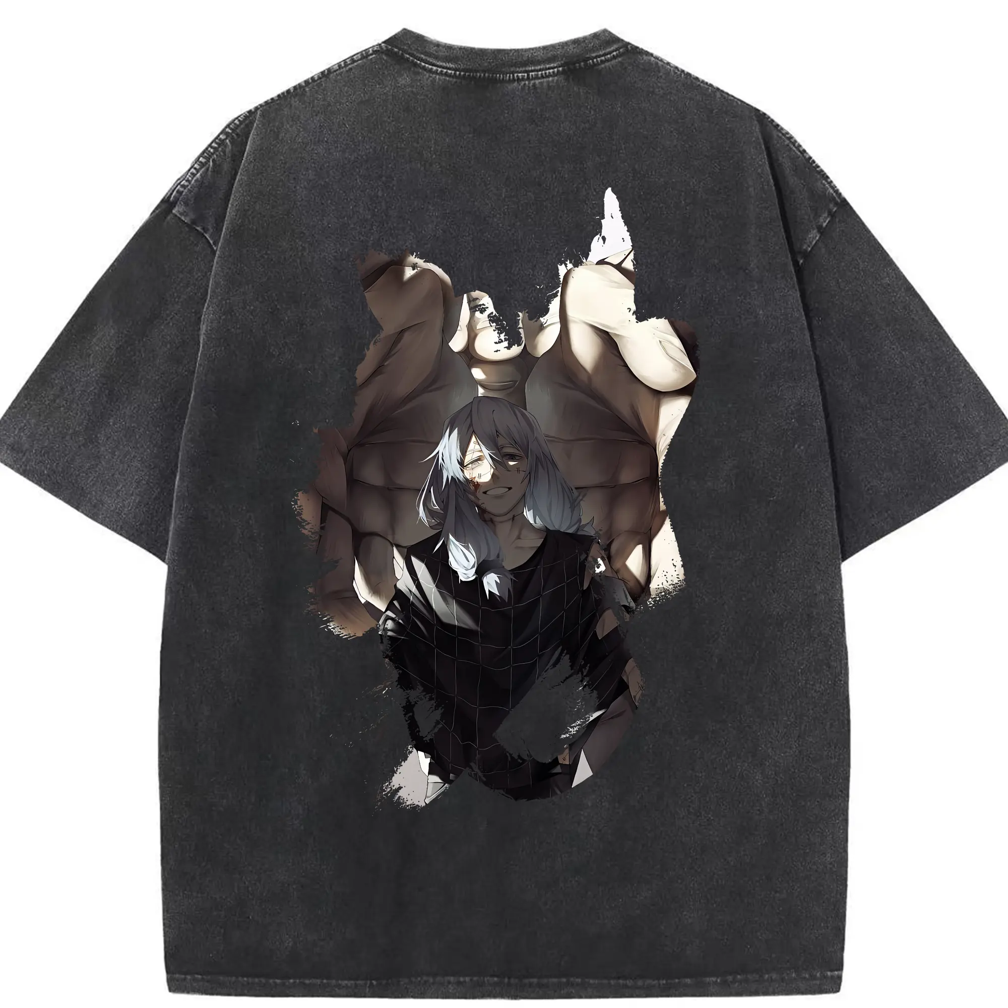 呪術廻戦 グッズ,真人 - 綿100％ ヴィンテージ風 半袖Tシャツ ・ 背面プリント ・ 柔らか肌触り ・ 通気性 快適 ・ スポーツ カジュアル 外出用