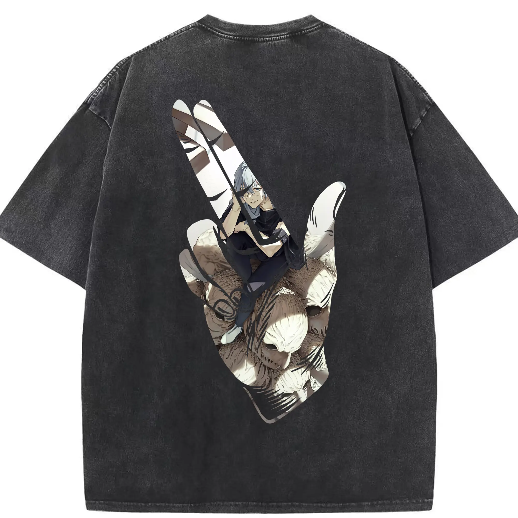 呪術廻戦 グッズ,真人 - 綿100％ ヴィンテージ風 半袖Tシャツ ・ 背面プリント ・ 柔らか肌触り ・ 通気性 快適 ・ スポーツ カジュアル 外出用