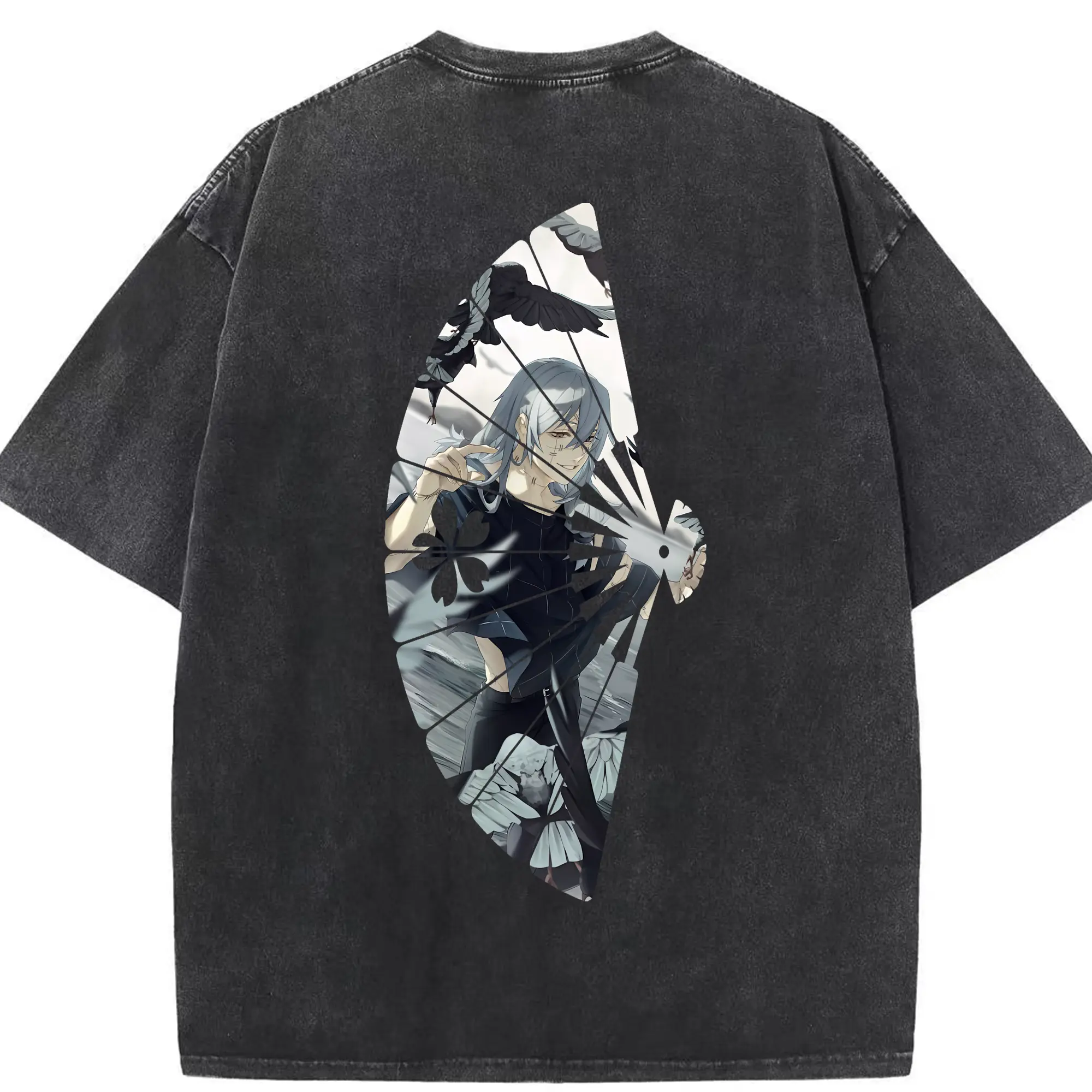 呪術廻戦 グッズ,真人 - 綿100％ ヴィンテージ風 半袖Tシャツ ・ 背面プリント ・ 柔らか肌触り ・ 通気性 快適 ・ スポーツ カジュアル 外出用