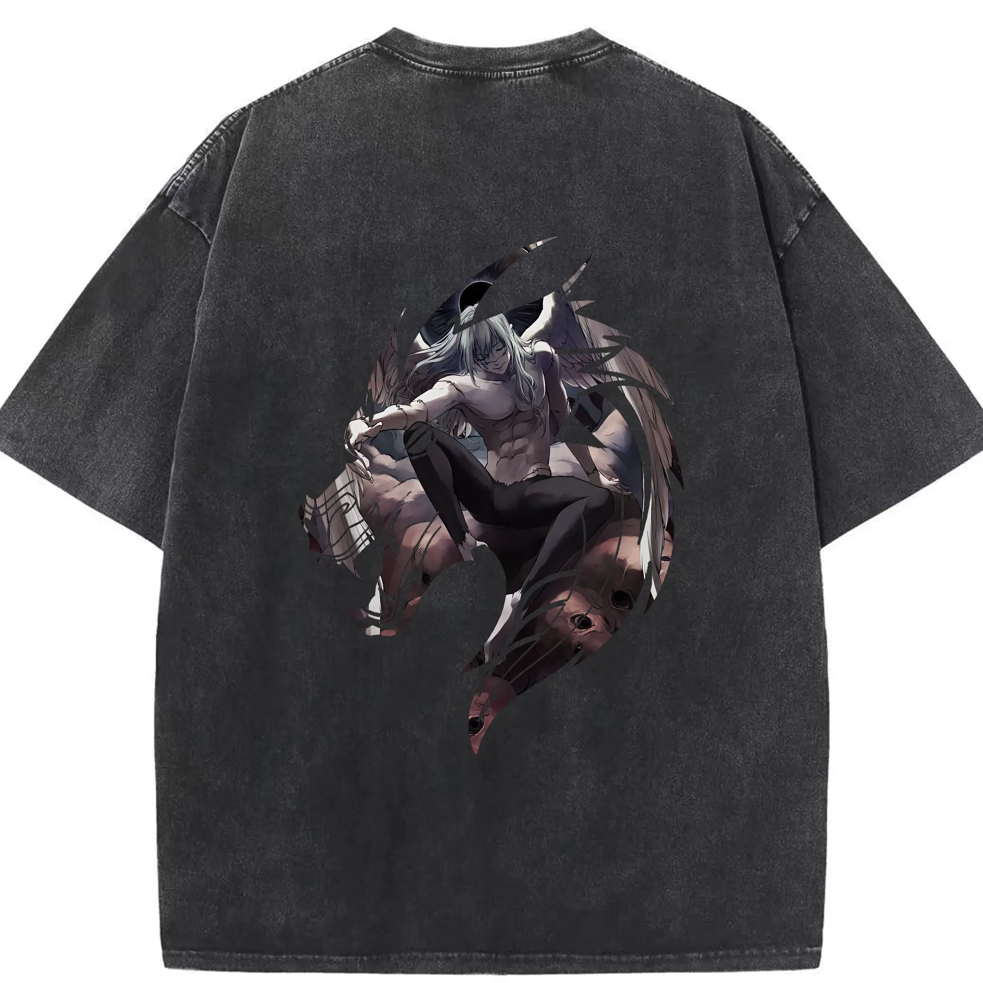 呪術廻戦 グッズ,真人 - 綿100％ ヴィンテージ風 半袖Tシャツ ・ 背面プリント ・ 柔らか肌触り ・ 通気性 快適 ・ スポーツ カジュアル 外出用