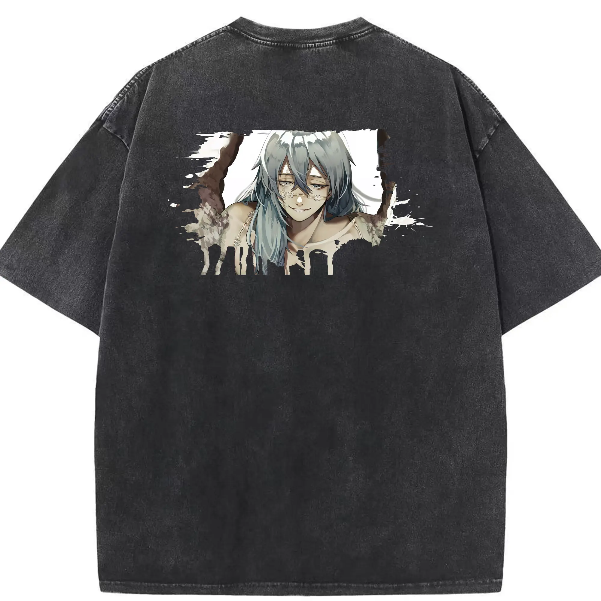 呪術廻戦 グッズ,真人 - 綿100％ ヴィンテージ風 半袖Tシャツ ・ 背面プリント ・ 柔らか肌触り ・ 通気性 快適 ・ スポーツ カジュアル 外出用