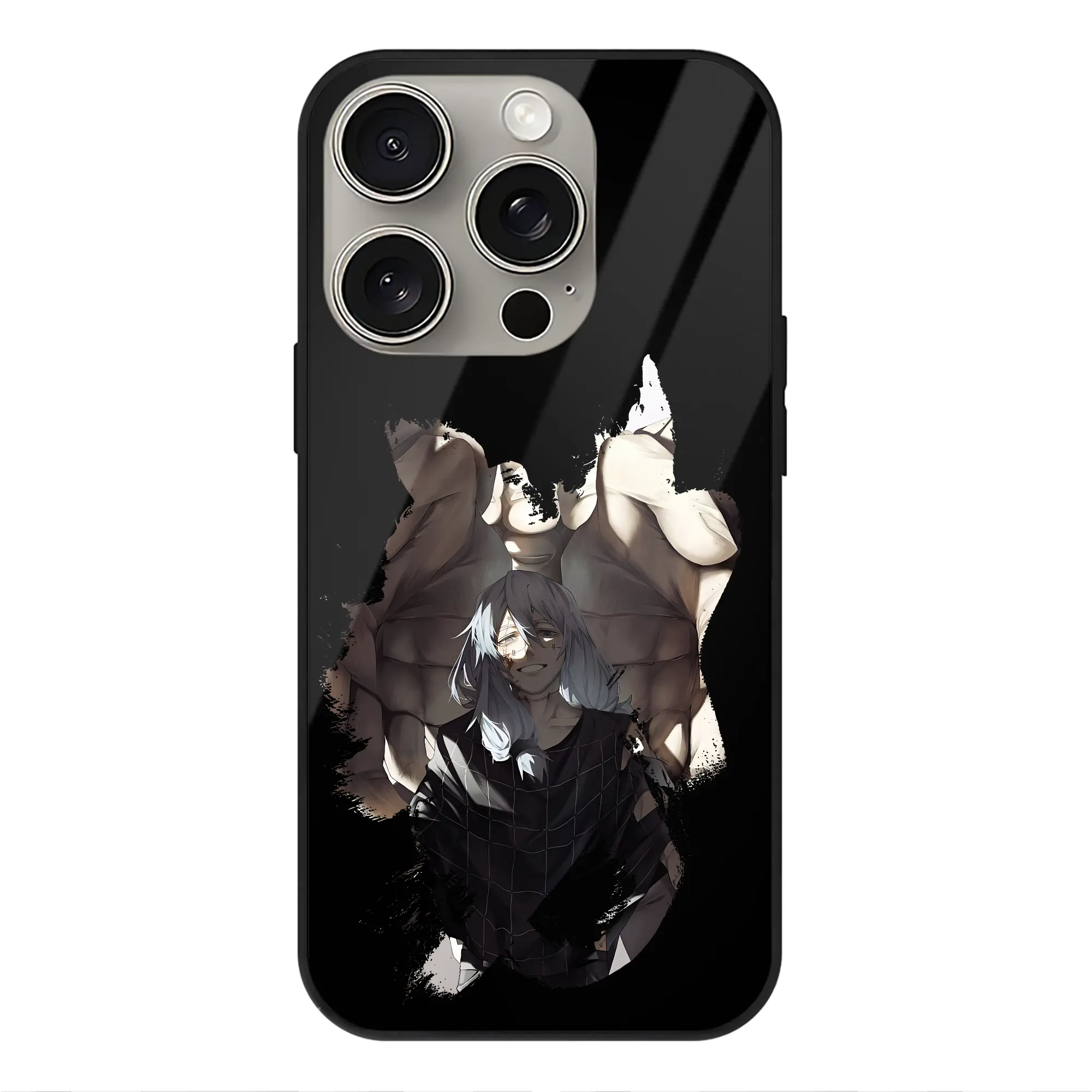 呪術廻戦 グッズ,真人 - IPhone15Pro対応 ・ スマホケース ・ 背面ガラス ・ TPU+強化ガラス ・ 耐衝撃 ・ 黄変防止 ・ ワイヤレス充電対応 ・ 3D立体ボタン