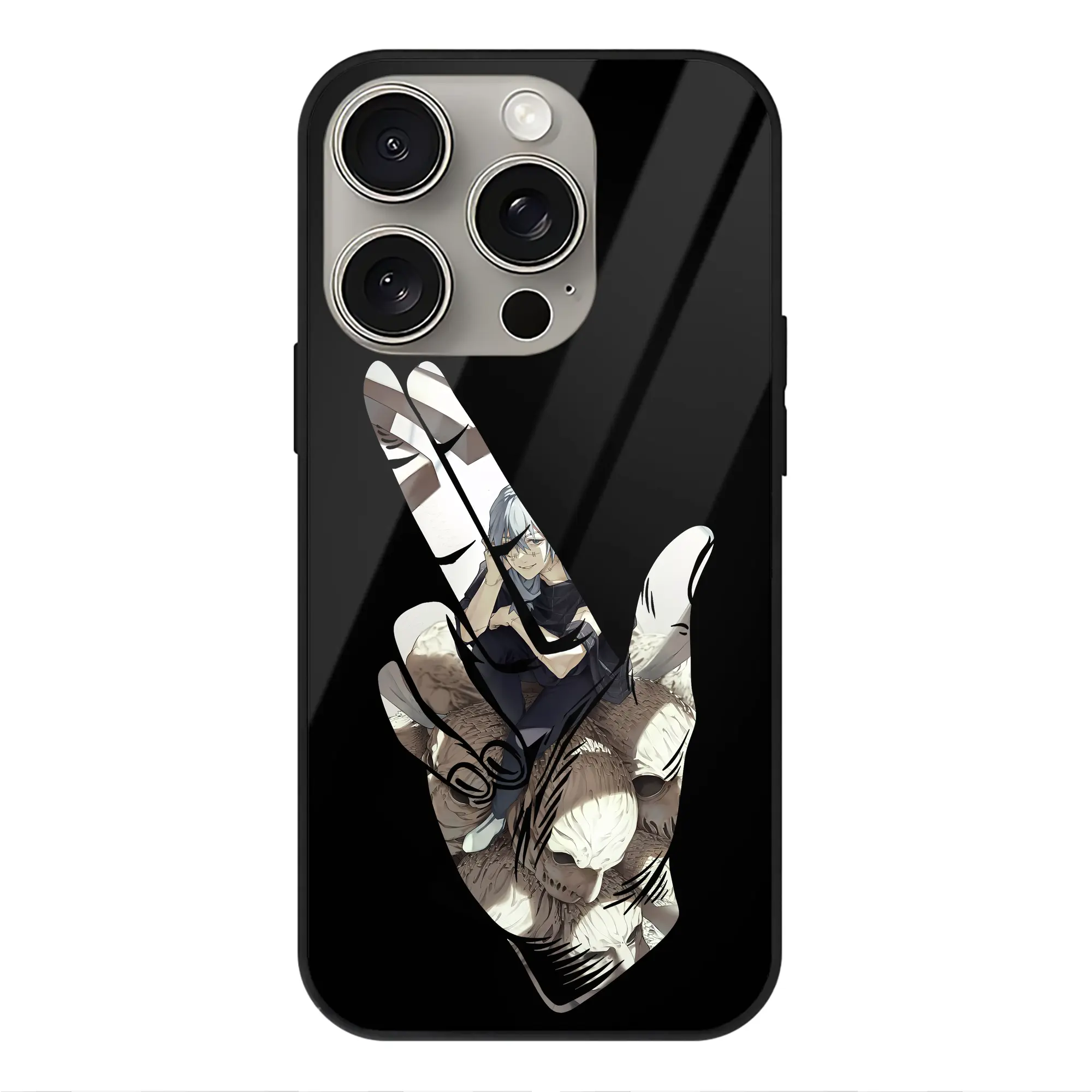 呪術廻戦 グッズ,真人 - IPhone15Pro対応 ・ スマホケース ・ 背面ガラス ・ TPU+強化ガラス ・ 耐衝撃 ・ 黄変防止 ・ ワイヤレス充電対応 ・ 3D立体ボタン