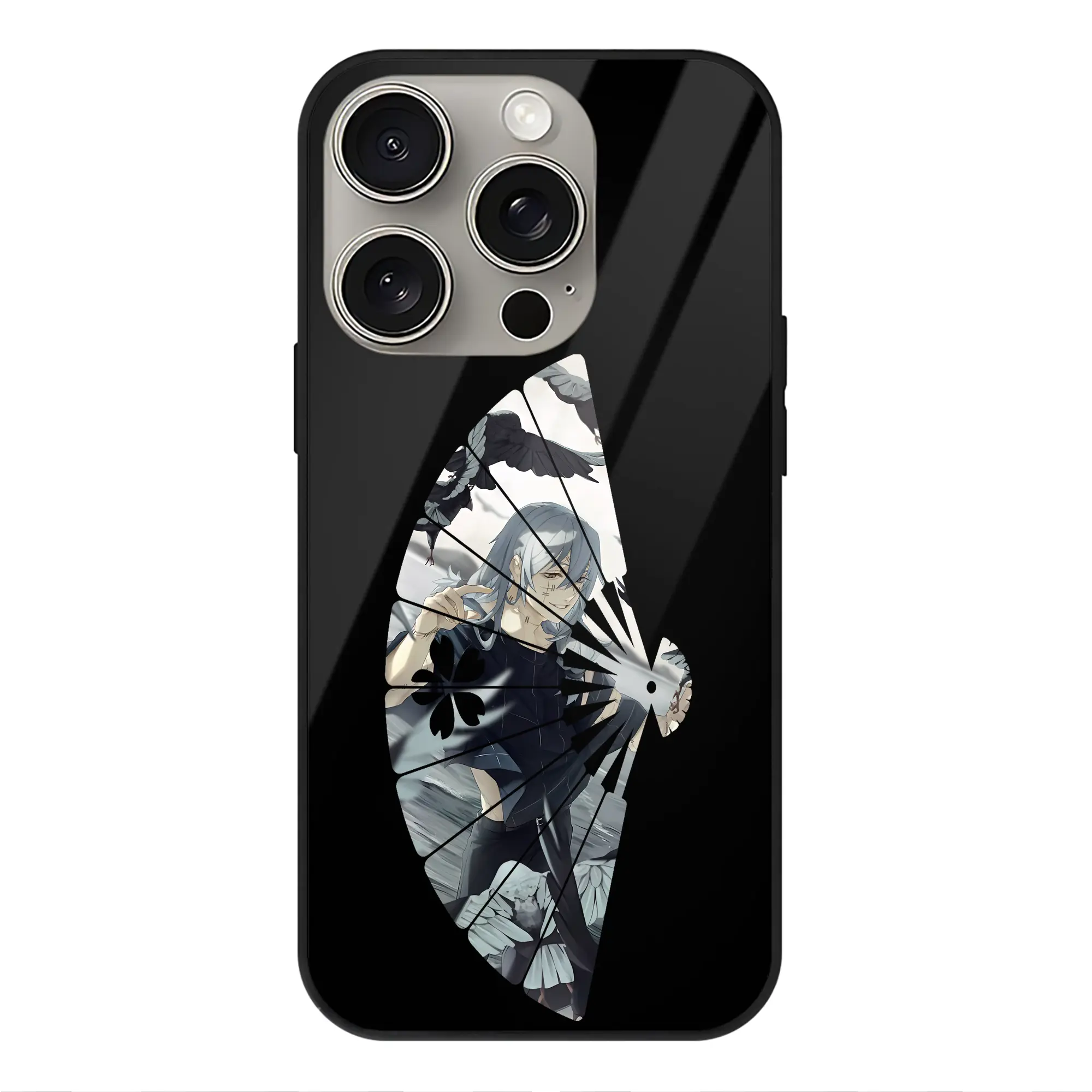 呪術廻戦 グッズ,真人 - IPhone15Pro対応 ・ スマホケース ・ 背面ガラス ・ TPU+強化ガラス ・ 耐衝撃 ・ 黄変防止 ・ ワイヤレス充電対応 ・ 3D立体ボタン