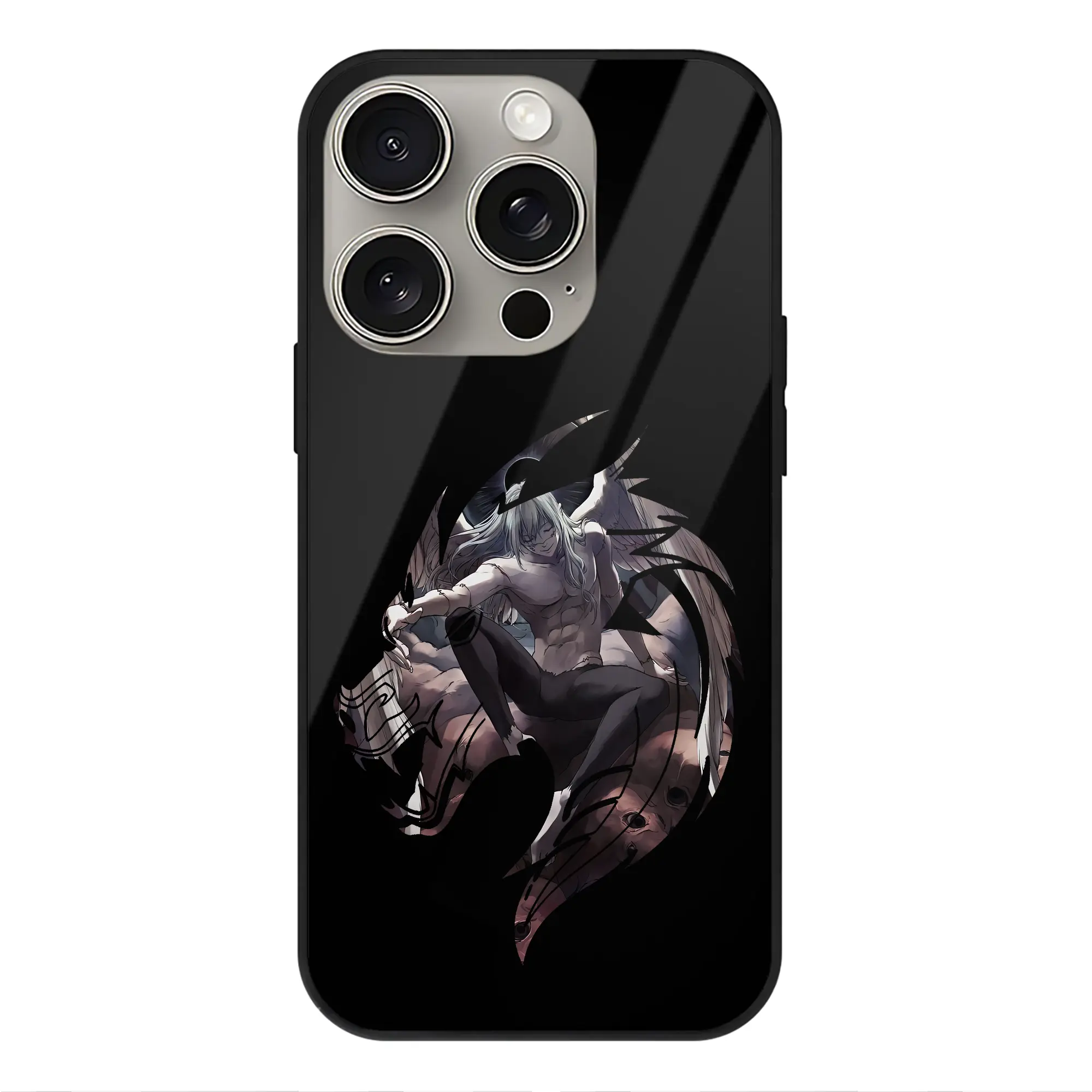 呪術廻戦 グッズ,真人 - IPhone15Pro対応 ・ スマホケース ・ 背面ガラス ・ TPU+強化ガラス ・ 耐衝撃 ・ 黄変防止 ・ ワイヤレス充電対応 ・ 3D立体ボタン