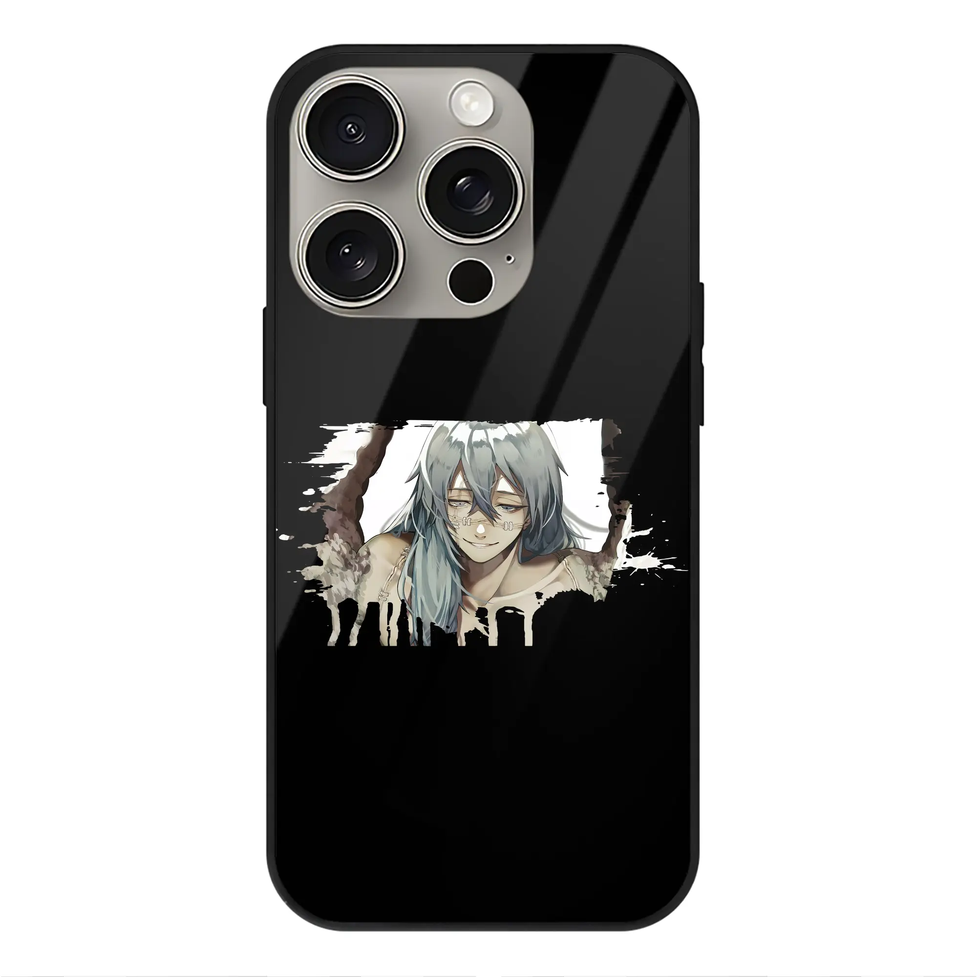 呪術廻戦 グッズ,真人 - IPhone15Pro対応 ・ スマホケース ・ 背面ガラス ・ TPU+強化ガラス ・ 耐衝撃 ・ 黄変防止 ・ ワイヤレス充電対応 ・ 3D立体ボタン