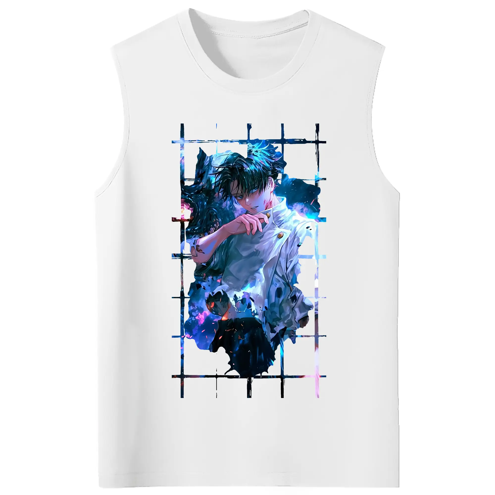 呪術廻戦 グッズ,乙骨 憂太 - コットン100％ タンクトップ ・ フロントプリント ・ タイトフィット ・ 快適 通気性 ・ スポーツ カジュアル 散歩用