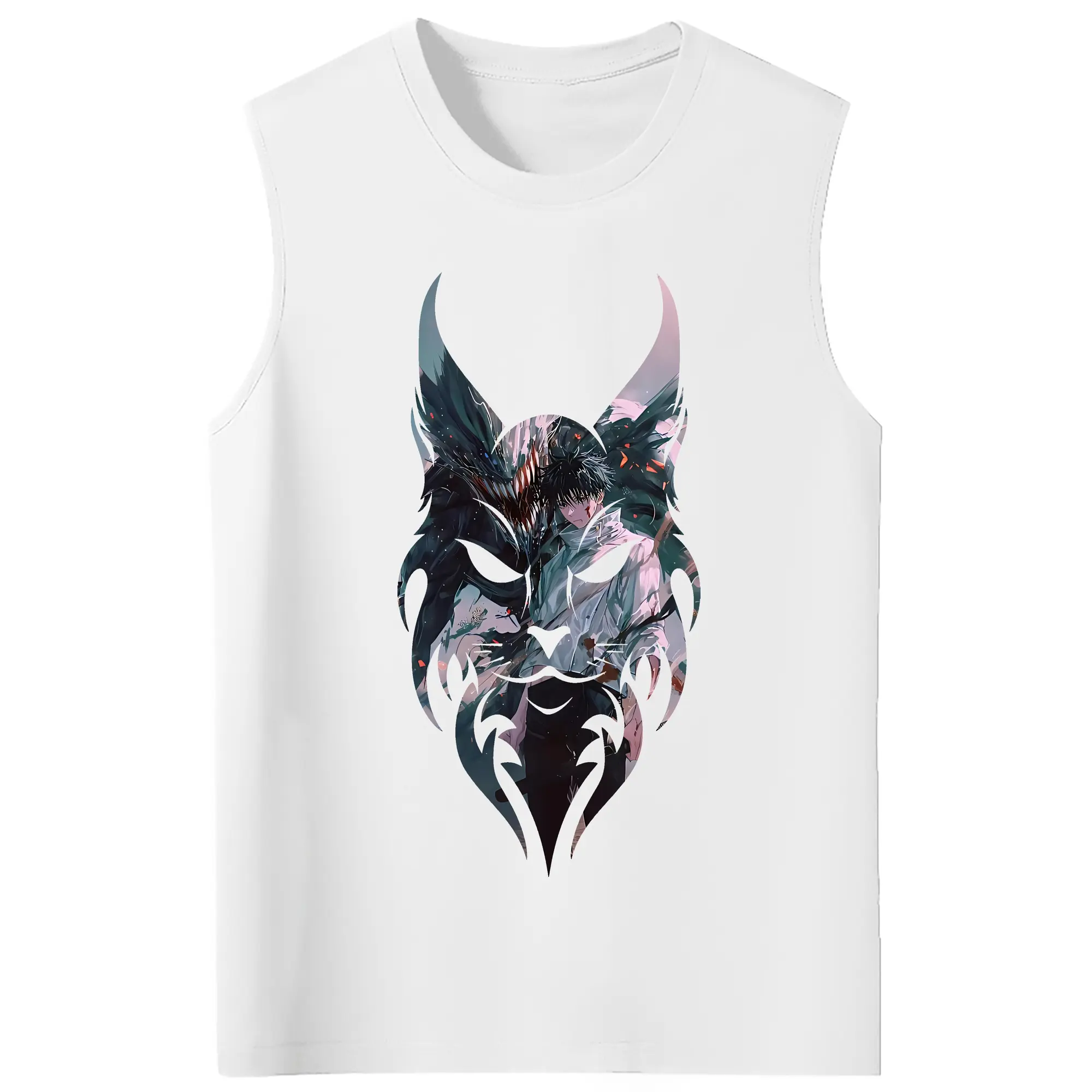 呪術廻戦 グッズ,乙骨 憂太 - コットン100％ タンクトップ ・ フロントプリント ・ タイトフィット ・ 快適 通気性 ・ スポーツ カジュアル 散歩用