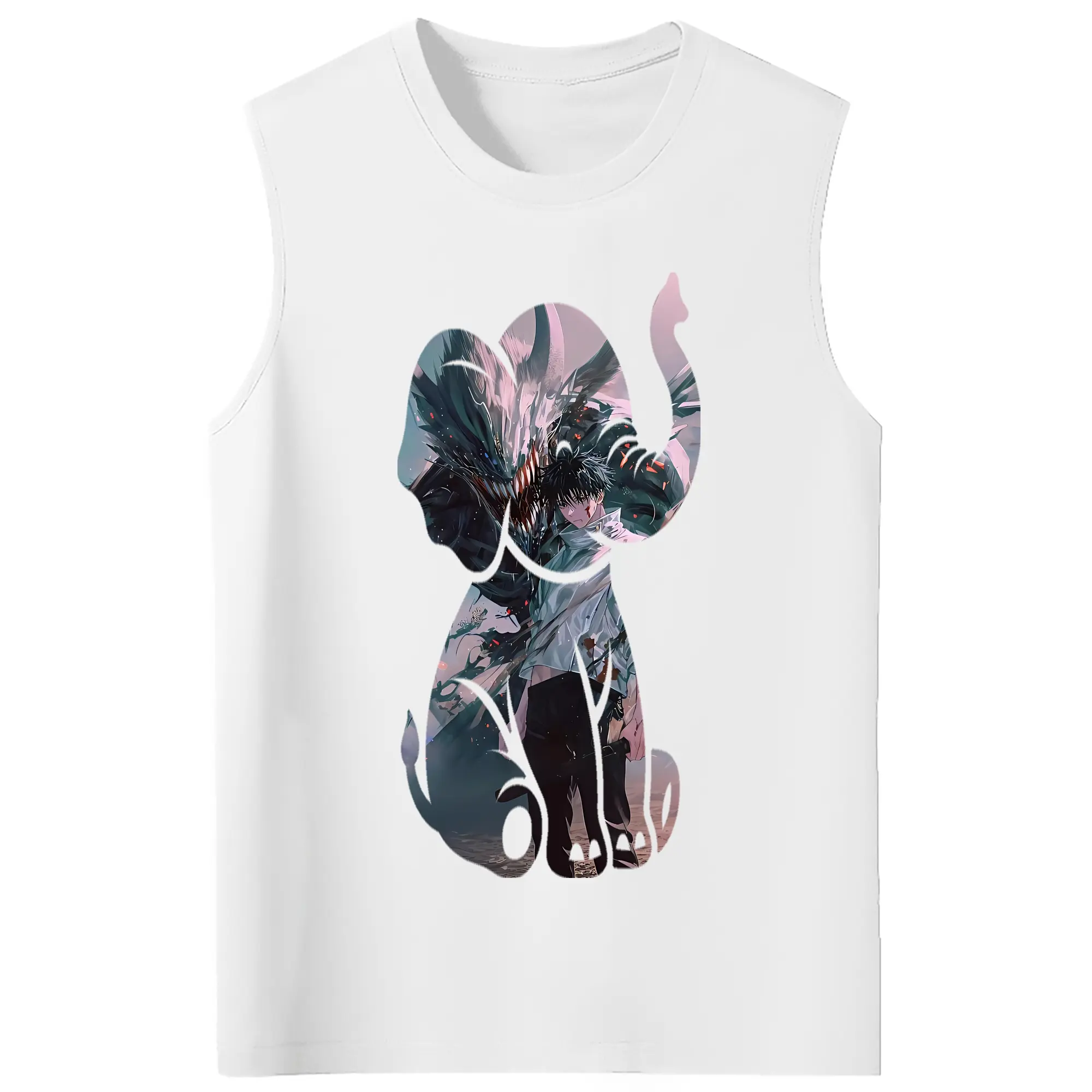 呪術廻戦 グッズ,乙骨 憂太 - コットン100％ タンクトップ ・ フロントプリント ・ タイトフィット ・ 快適 通気性 ・ スポーツ カジュアル 散歩用