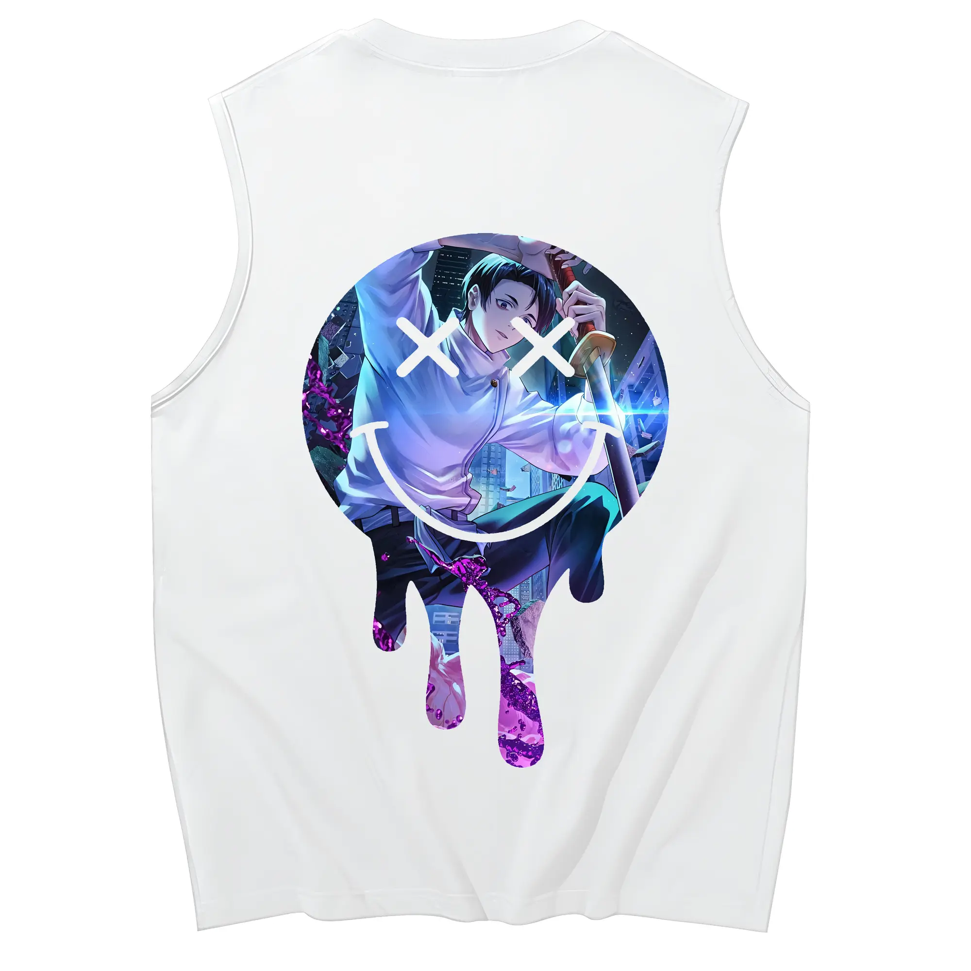 呪術廻戦 グッズ,乙骨 憂太 - コットン100％ タンクトップ ・ 背面プリント ・ タイトシルエット ・ 快適 通気性 ・ スポーツ カジュアル 散歩用