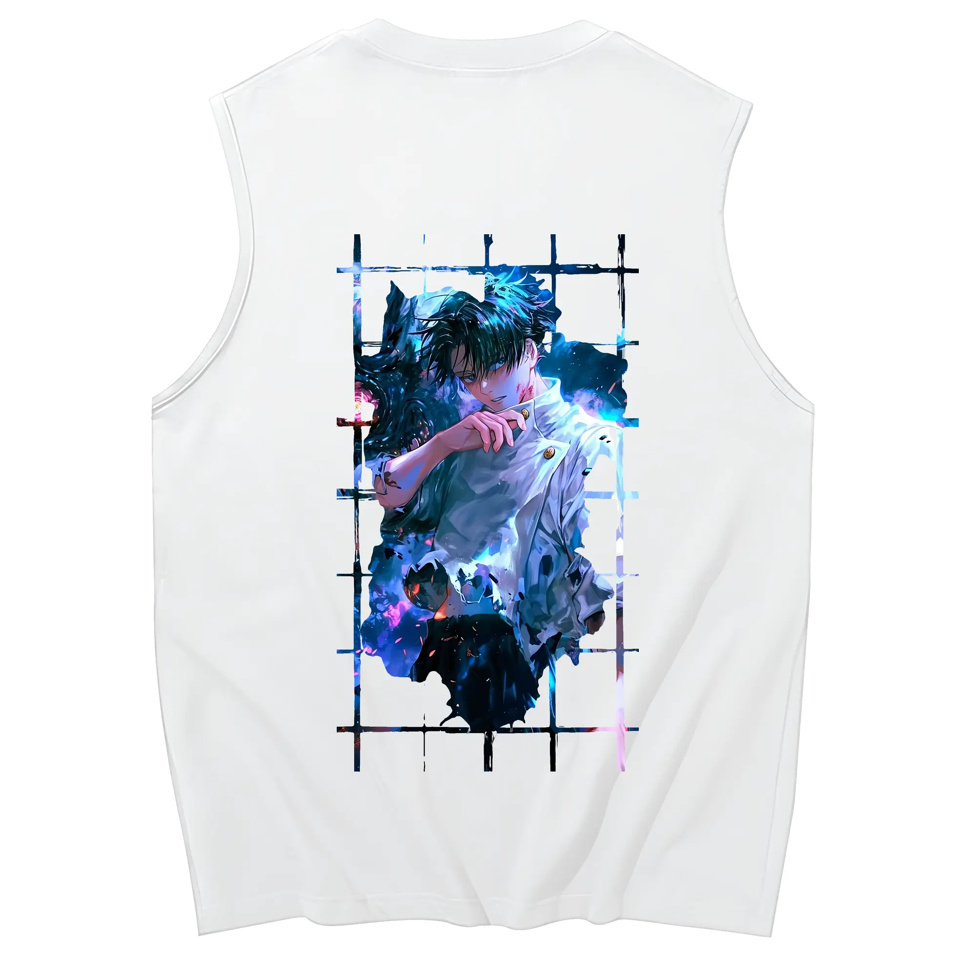 呪術廻戦 グッズ,乙骨 憂太 - コットン100％ タンクトップ ・ 背面プリント ・ タイトシルエット ・ 快適 通気性 ・ スポーツ カジュアル 散歩用