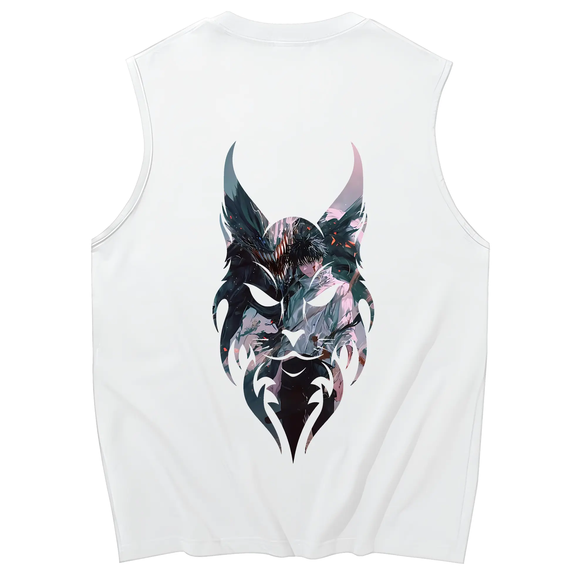 呪術廻戦 グッズ,乙骨 憂太 - コットン100％ タンクトップ ・ 背面プリント ・ タイトシルエット ・ 快適 通気性 ・ スポーツ カジュアル 散歩用