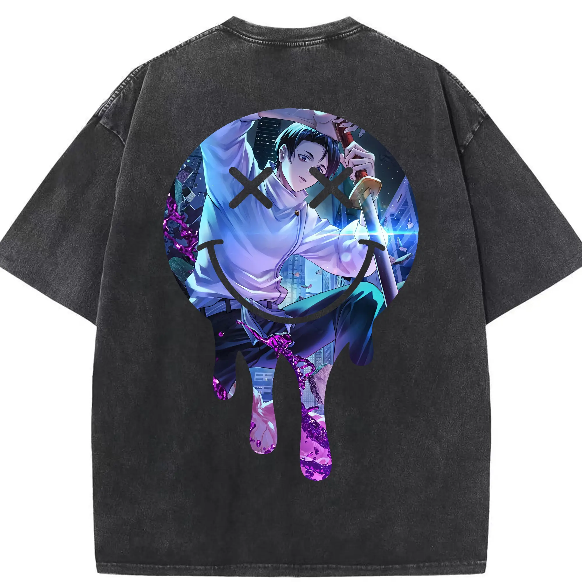 呪術廻戦 グッズ,乙骨 憂太 - 綿100％ ヴィンテージ風 半袖Tシャツ ・ 背面プリント ・ 柔らか肌触り ・ 通気性 快適 ・ スポーツ カジュアル 外出用