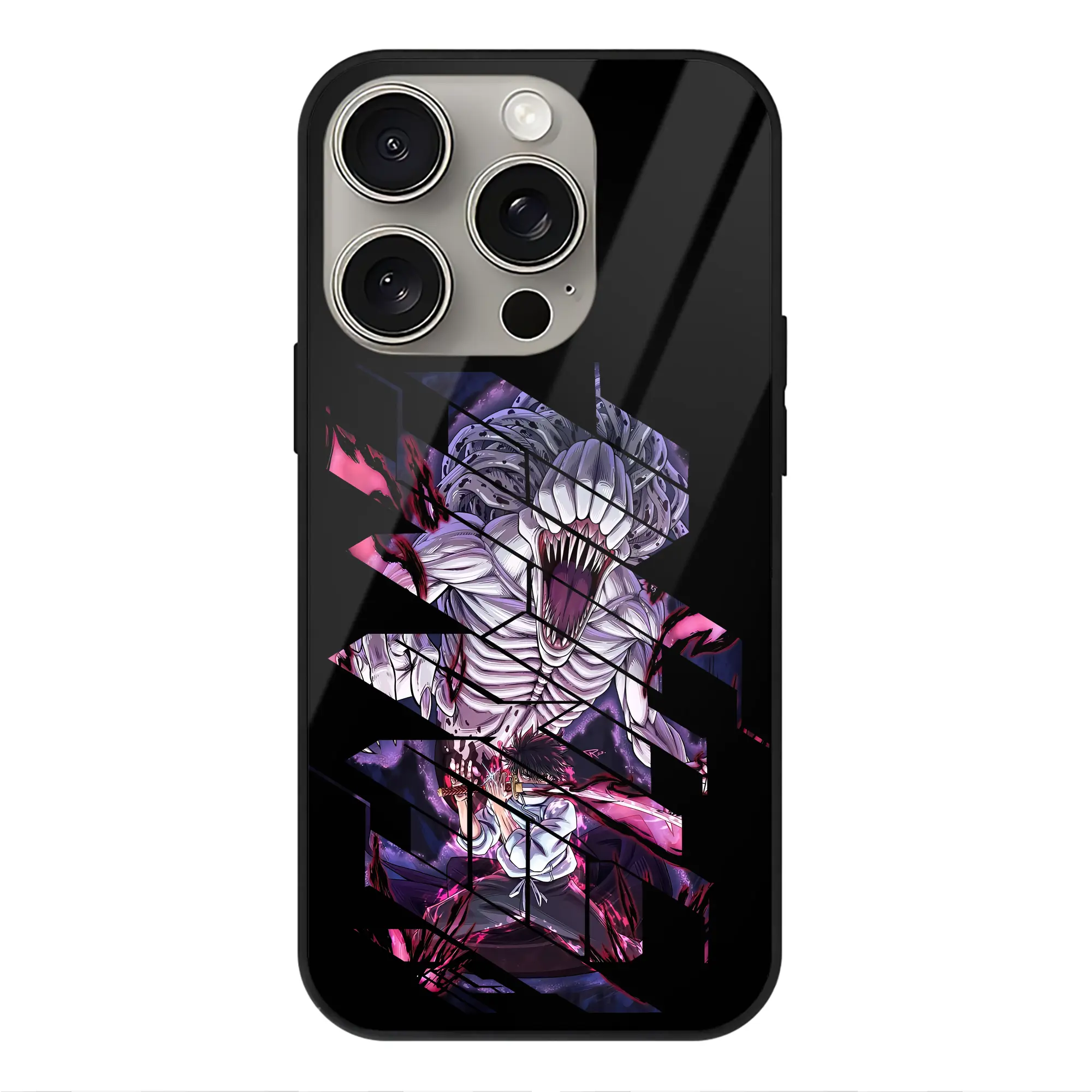 呪術廻戦 グッズ,乙骨 憂太 - IPhone15Pro対応 ・ スマホケース ・ 背面ガラス ・ TPU+強化ガラス ・ 耐衝撃 ・ 黄変防止 ・ ワイヤレス充電対応 ・ 3D立体ボタン