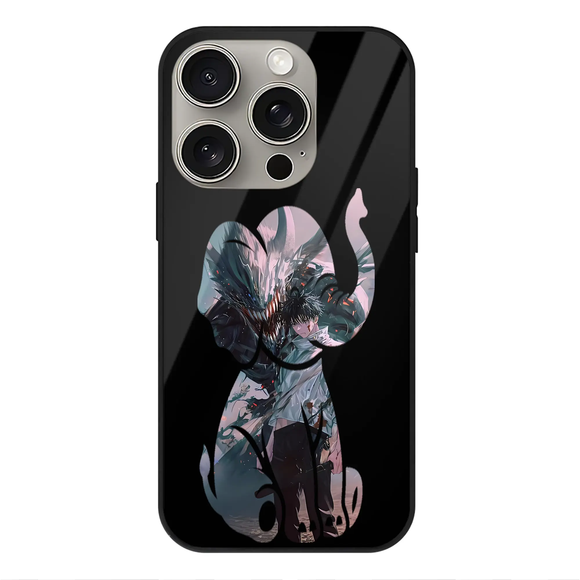 呪術廻戦 グッズ,乙骨 憂太 - IPhone15Pro対応 ・ スマホケース ・ 背面ガラス ・ TPU+強化ガラス ・ 耐衝撃 ・ 黄変防止 ・ ワイヤレス充電対応 ・ 3D立体ボタン