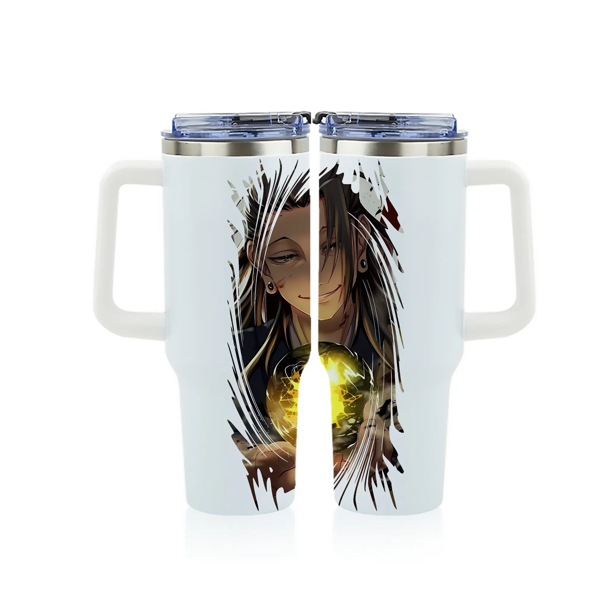 呪術廻戦 グッズ,夏油 傑 - 1200mL フルプリント車用タンブラー ・ 304ステンレス 内側 ・ 201ステンレス 外側 ・ 保温 保冷 ・ 通勤 ドライブ アウトドア用