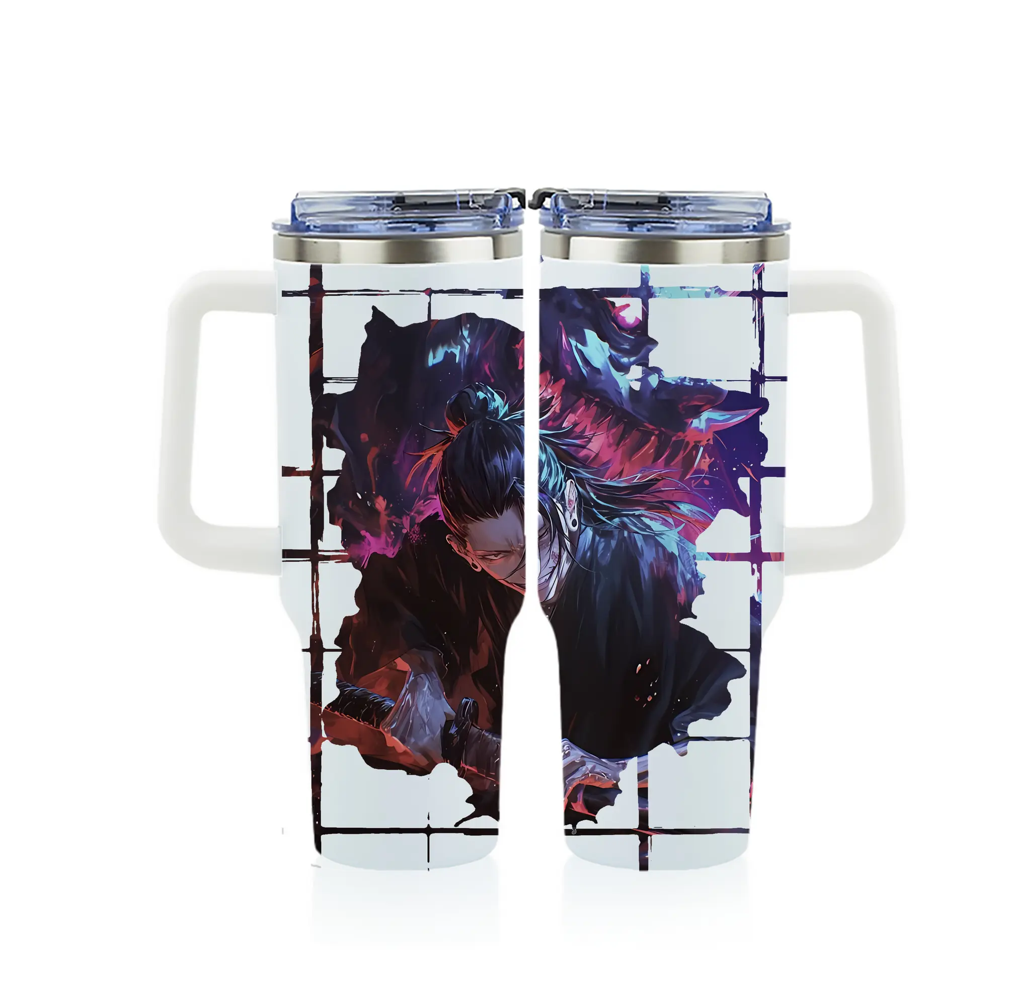 呪術廻戦 グッズ,夏油 傑 - 1200mL フルプリント車用タンブラー ・ 304ステンレス 内側 ・ 201ステンレス 外側 ・ 保温 保冷 ・ 通勤 ドライブ アウトドア用