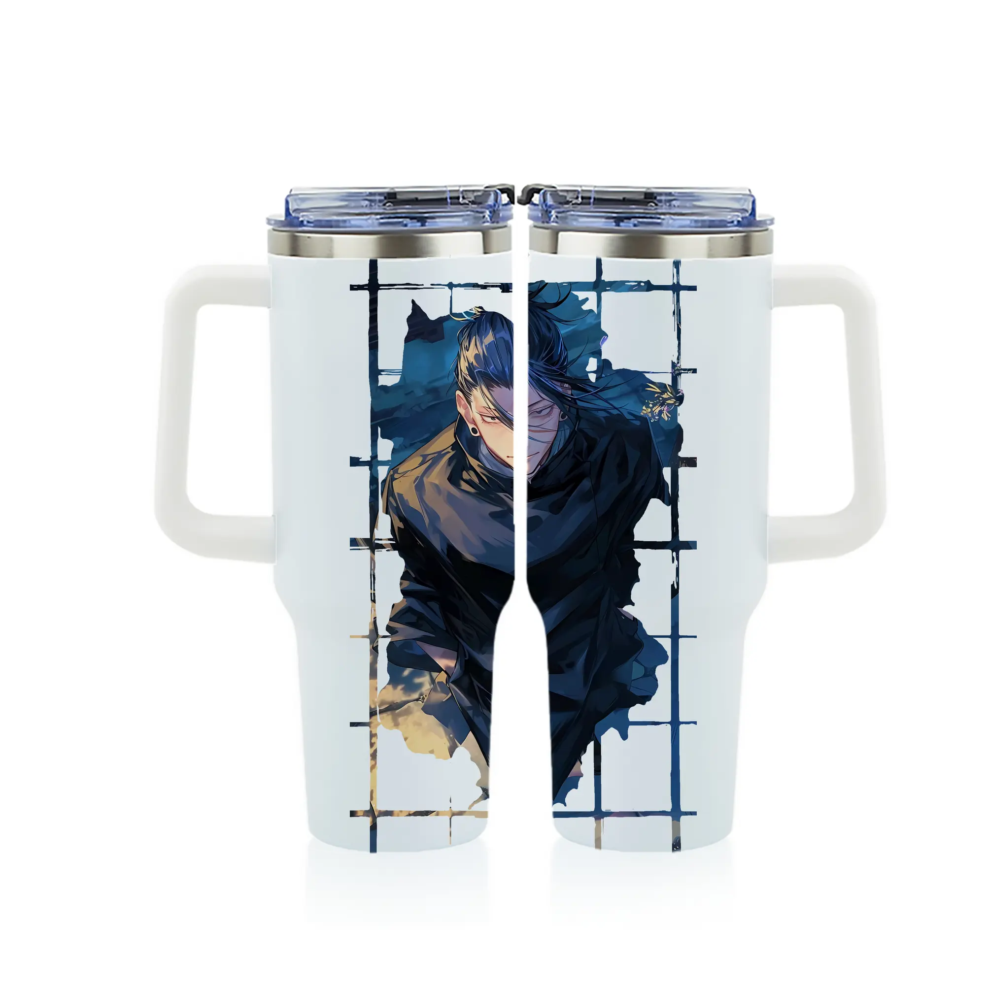 呪術廻戦 グッズ,夏油 傑 - 1200mL フルプリント車用タンブラー ・ 304ステンレス 内側 ・ 201ステンレス 外側 ・ 保温 保冷 ・ 通勤 ドライブ アウトドア用