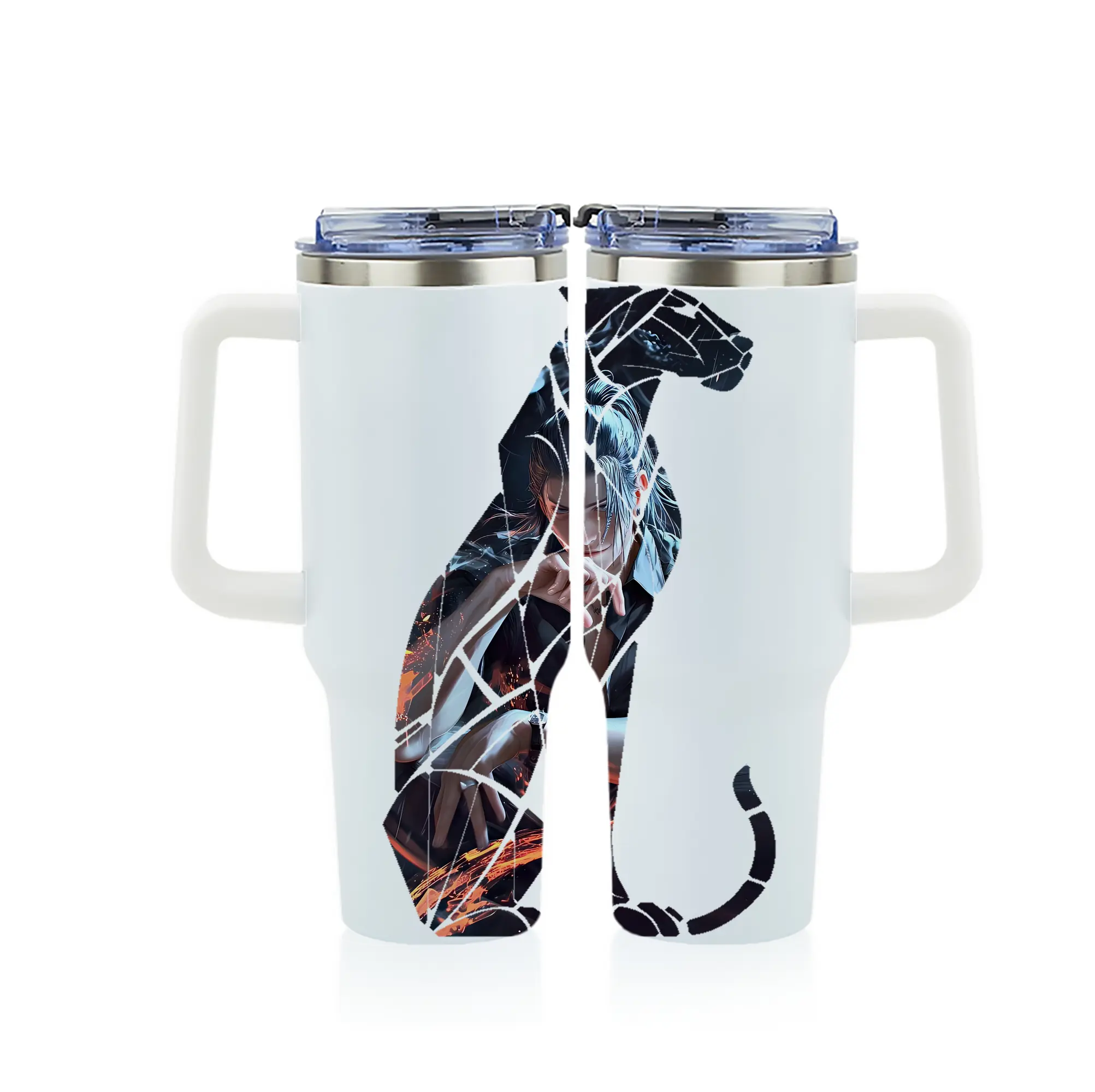 呪術廻戦 グッズ,夏油 傑 - 1200mL フルプリント車用タンブラー ・ 304ステンレス 内側 ・ 201ステンレス 外側 ・ 保温 保冷 ・ 通勤 ドライブ アウトドア用