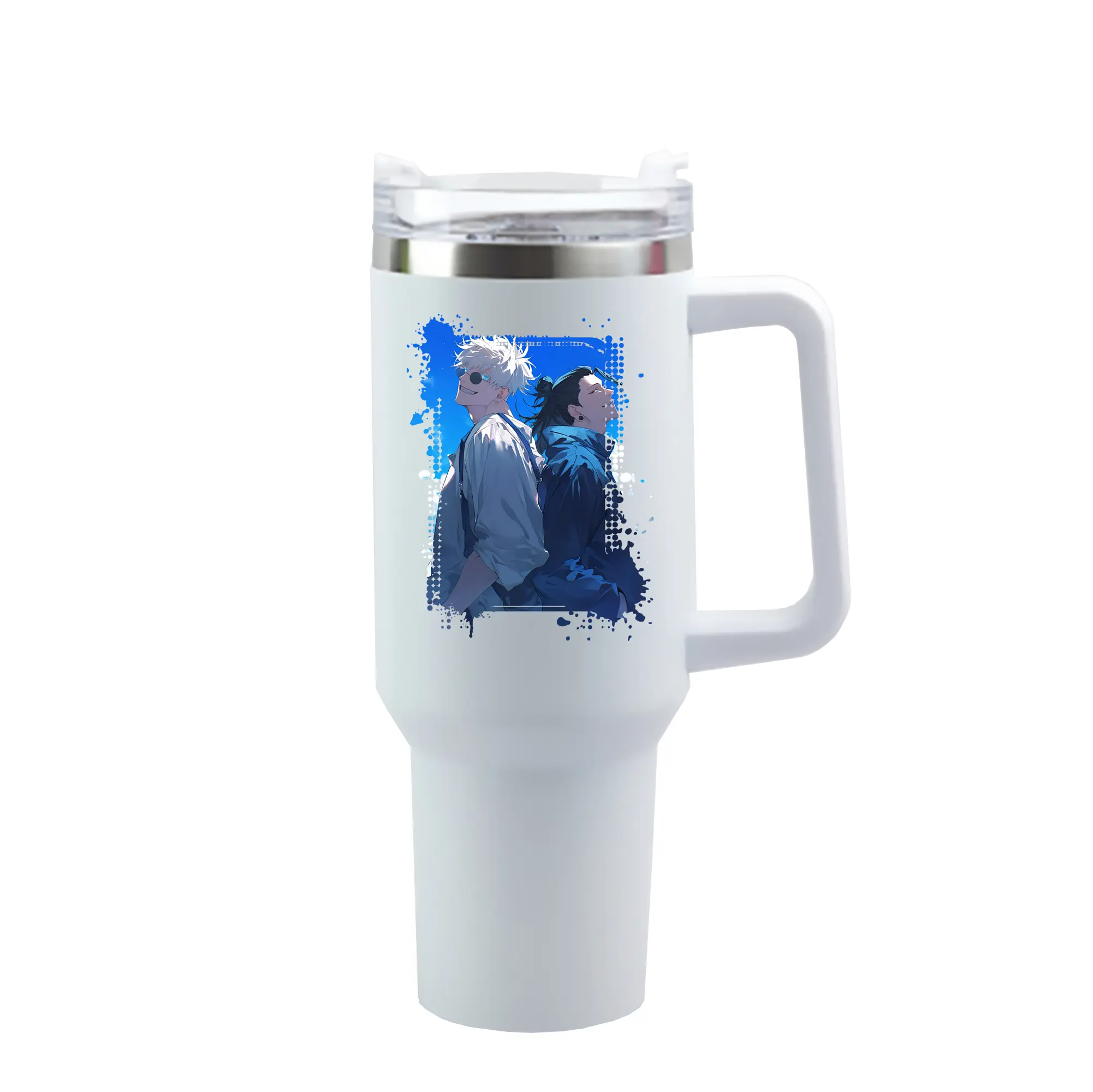 呪術廻戦 グッズ,夏油 傑 - 1200mL 車用タンブラー ・ クリスタルステッカー ・ 304ステンレス 内側 ・ 201ステンレス 外側 ・ 保温 保冷 ・ ハンドル＆ストロー付き ・ 通勤 ドライブ アウトドア用