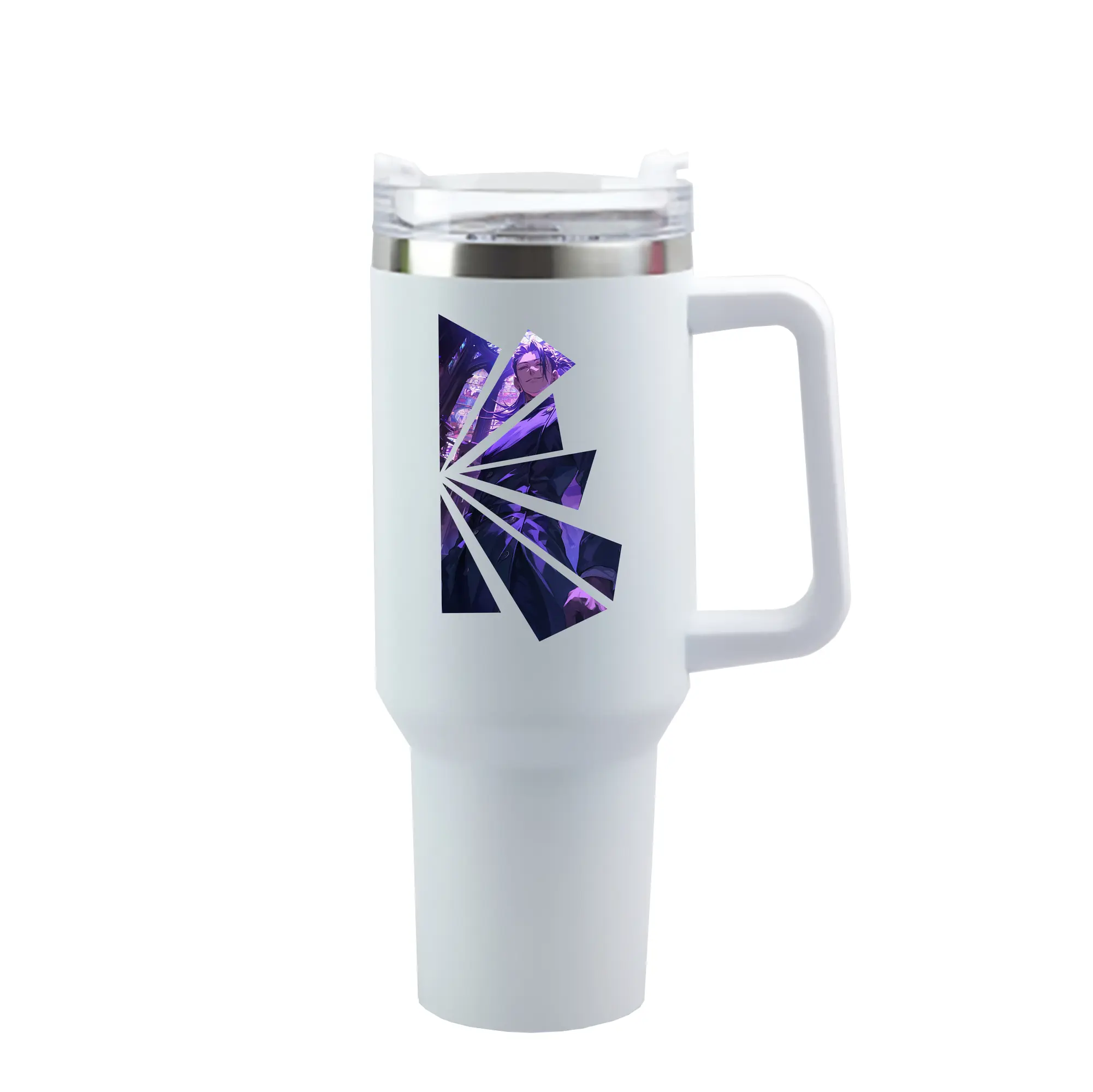 呪術廻戦 グッズ,夏油 傑 - 1200mL 車用タンブラー ・ クリスタルステッカー ・ 304ステンレス 内側 ・ 201ステンレス 外側 ・ 保温 保冷 ・ ハンドル＆ストロー付き ・ 通勤 ドライブ アウトドア用