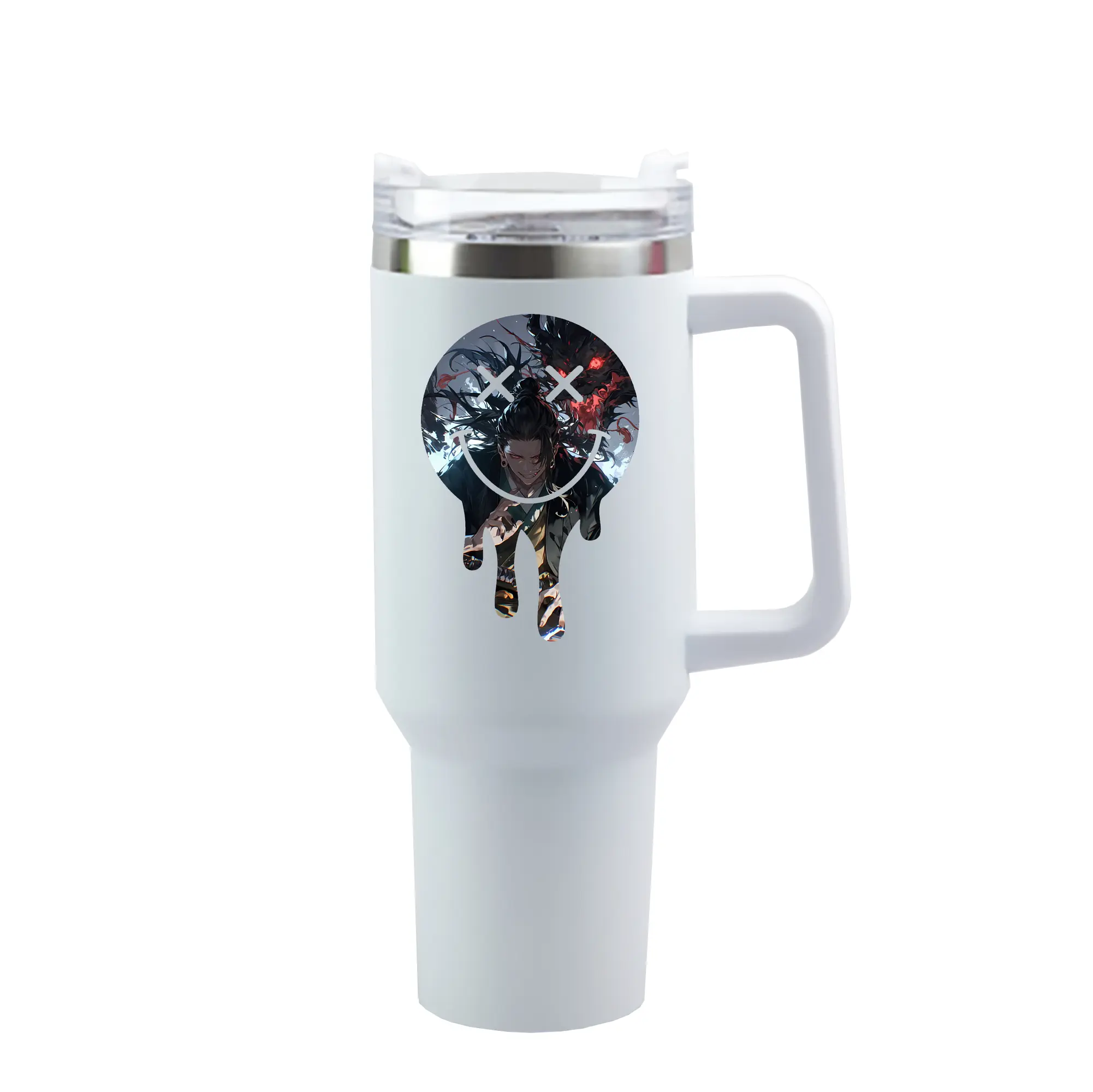 呪術廻戦 グッズ,夏油 傑 - 1200mL 車用タンブラー ・ クリスタルステッカー ・ 304ステンレス 内側 ・ 201ステンレス 外側 ・ 保温 保冷 ・ ハンドル＆ストロー付き ・ 通勤 ドライブ アウトドア用