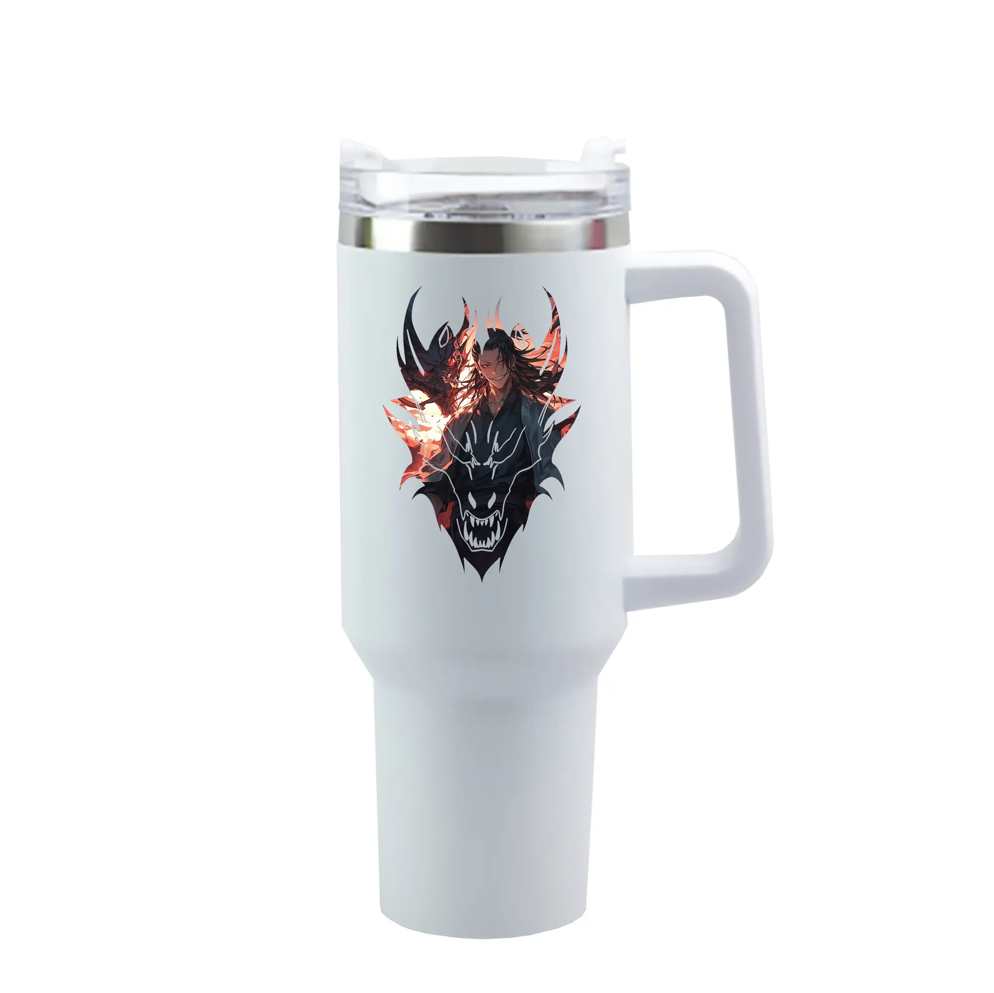 呪術廻戦 グッズ,夏油 傑 - 1200mL 車用タンブラー ・ クリスタルステッカー ・ 304ステンレス 内側 ・ 201ステンレス 外側 ・ 保温 保冷 ・ ハンドル＆ストロー付き ・ 通勤 ドライブ アウトドア用
