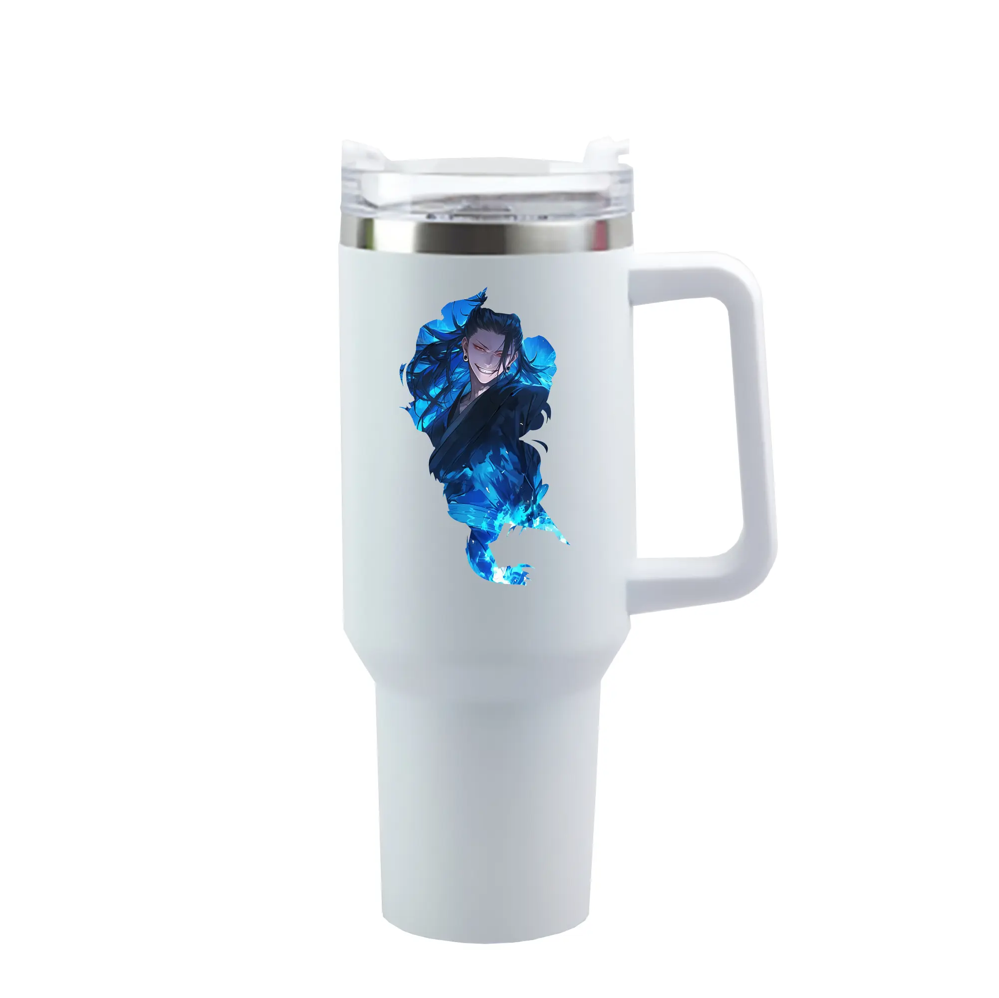 呪術廻戦 グッズ,夏油 傑 - 1200mL 車用タンブラー ・ クリスタルステッカー ・ 304ステンレス 内側 ・ 201ステンレス 外側 ・ 保温 保冷 ・ ハンドル＆ストロー付き ・ 通勤 ドライブ アウトドア用