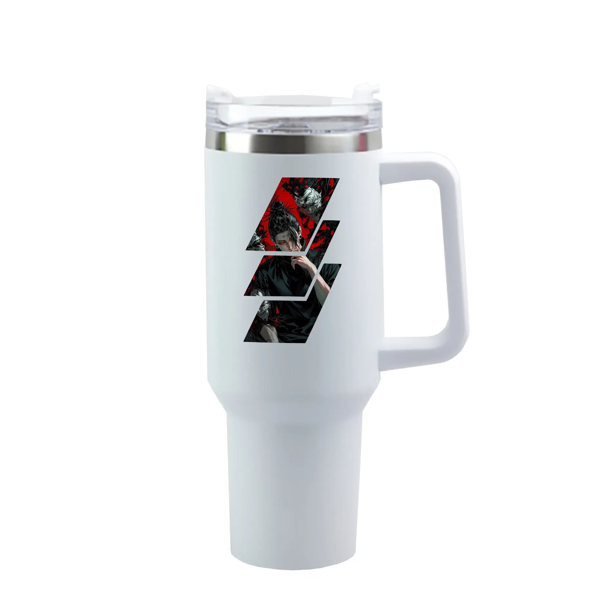 呪術廻戦 グッズ,夏油 傑 - 1200mL 車用タンブラー ・ クリスタルステッカー ・ 304ステンレス 内側 ・ 201ステンレス 外側 ・ 保温 保冷 ・ ハンドル＆ストロー付き ・ 通勤 ドライブ アウトドア用