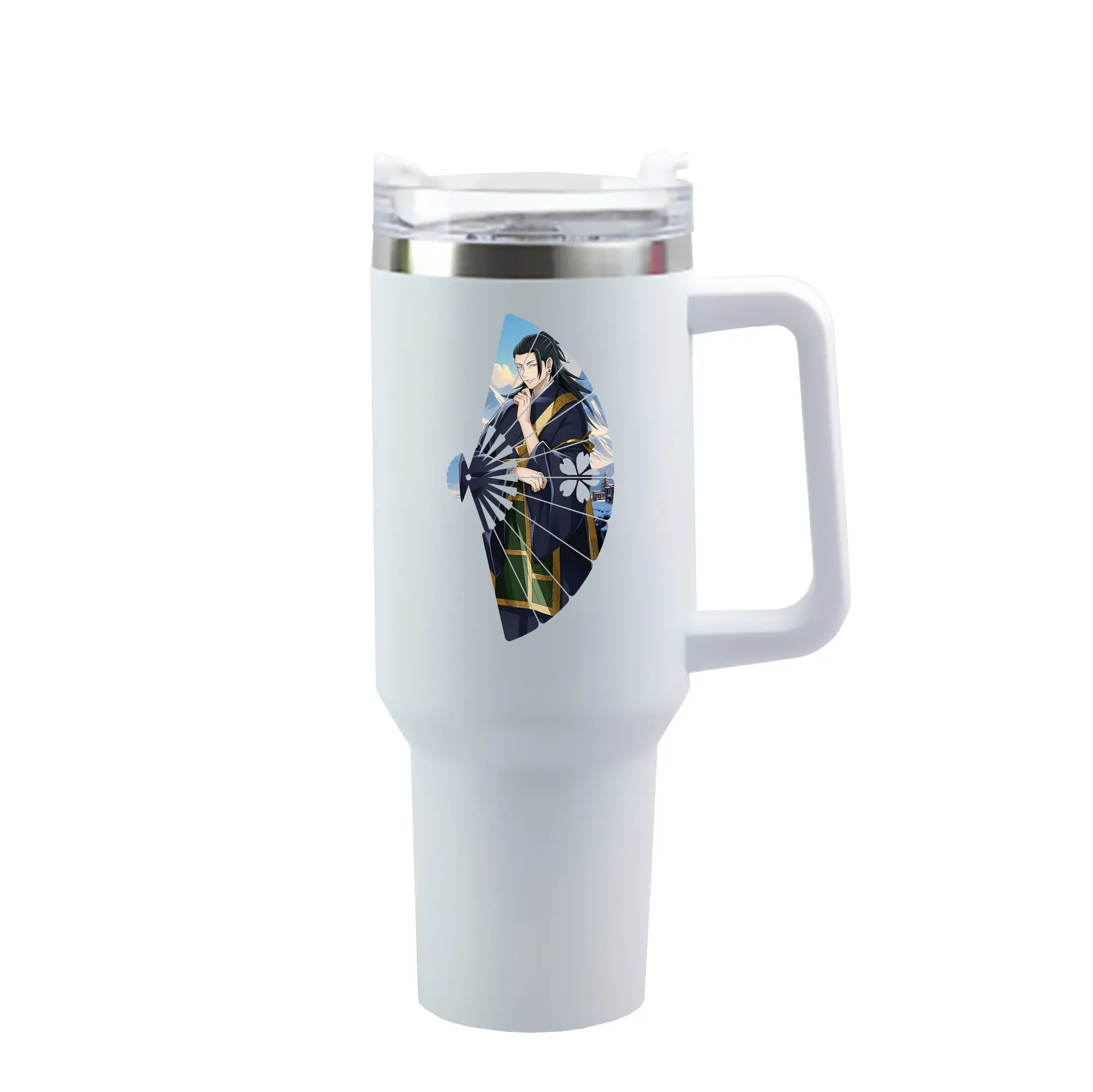 呪術廻戦 グッズ,夏油 傑 - 1200mL 車用タンブラー ・ クリスタルステッカー ・ 304ステンレス 内側 ・ 201ステンレス 外側 ・ 保温 保冷 ・ ハンドル＆ストロー付き ・ 通勤 ドライブ アウトドア用