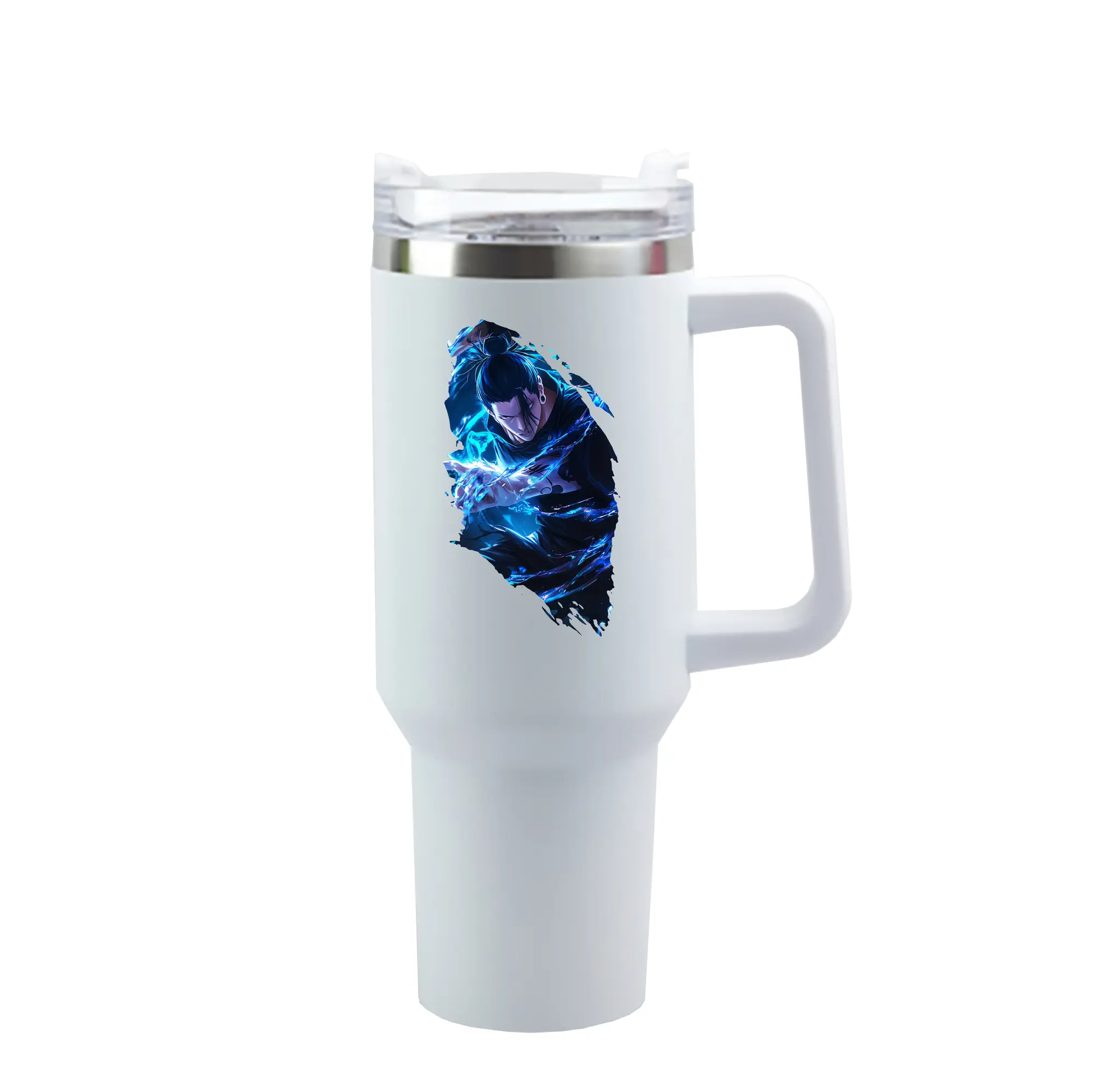 呪術廻戦 グッズ,夏油 傑 - 1200mL 車用タンブラー ・ クリスタルステッカー ・ 304ステンレス 内側 ・ 201ステンレス 外側 ・ 保温 保冷 ・ ハンドル＆ストロー付き ・ 通勤 ドライブ アウトドア用