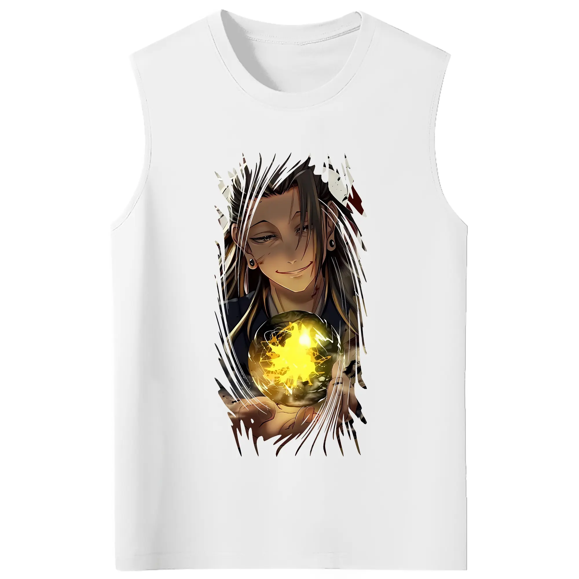 呪術廻戦 グッズ,夏油 傑 - コットン100％ タンクトップ ・ フロントプリント ・ タイトフィット ・ 快適 通気性 ・ スポーツ カジュアル 散歩用