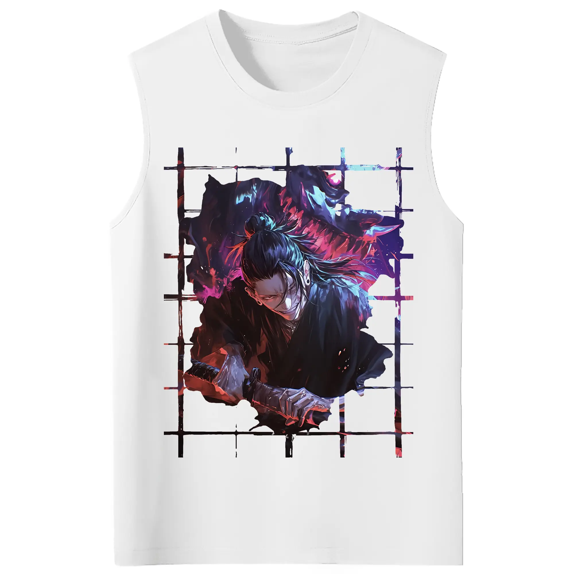 呪術廻戦 グッズ,夏油 傑 - コットン100％ タンクトップ ・ フロントプリント ・ タイトフィット ・ 快適 通気性 ・ スポーツ カジュアル 散歩用