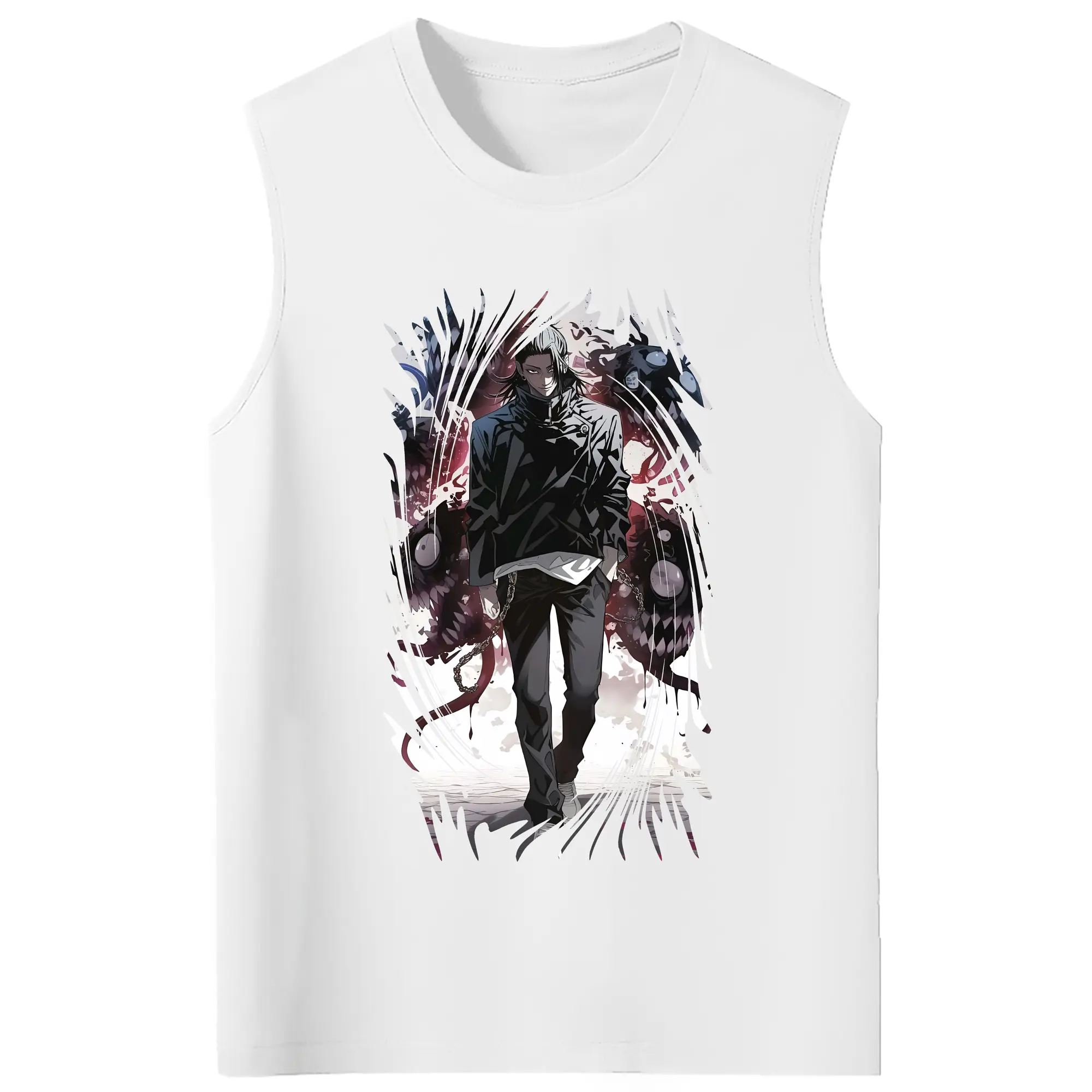 呪術廻戦 グッズ,夏油 傑 - コットン100％ タンクトップ ・ フロントプリント ・ タイトフィット ・ 快適 通気性 ・ スポーツ カジュアル 散歩用
