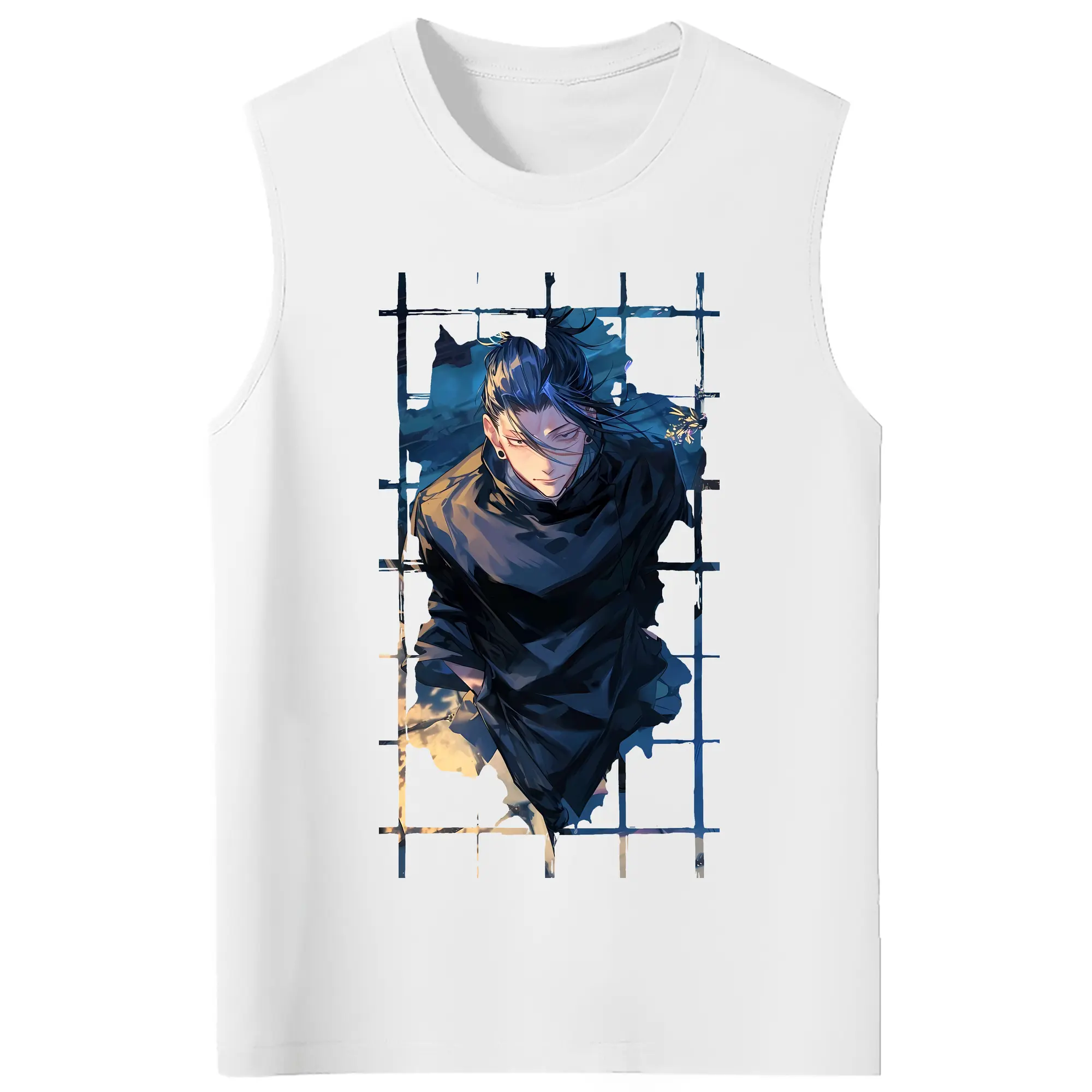 呪術廻戦 グッズ,夏油 傑 - コットン100％ タンクトップ ・ フロントプリント ・ タイトフィット ・ 快適 通気性 ・ スポーツ カジュアル 散歩用