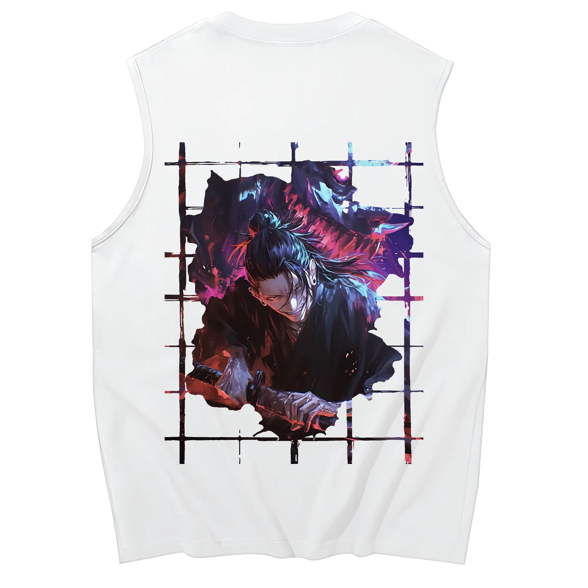 呪術廻戦 グッズ,夏油 傑 - コットン100％ タンクトップ ・ 背面プリント ・ タイトシルエット ・ 快適 通気性 ・ スポーツ カジュアル 散歩用