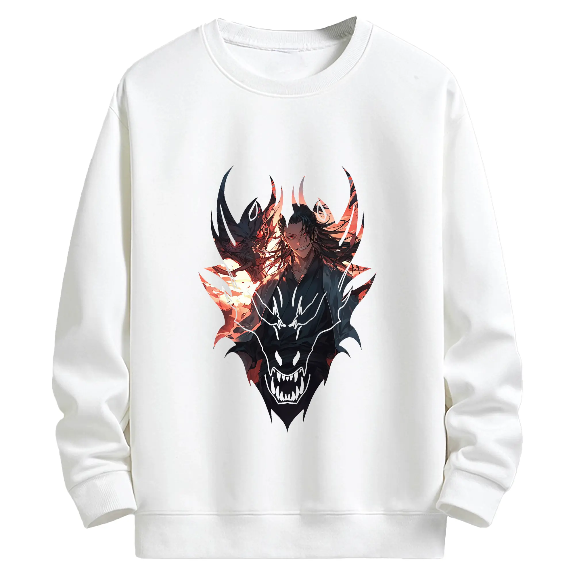 呪術廻戦 グッズ,夏油 傑 - 高品質 クルーネック スウェット ・ コットン59％ ポリエステル41％ ・ ユニセックス 長袖 トレーナー ・ カジュアル デイリー スポーツ 散歩用