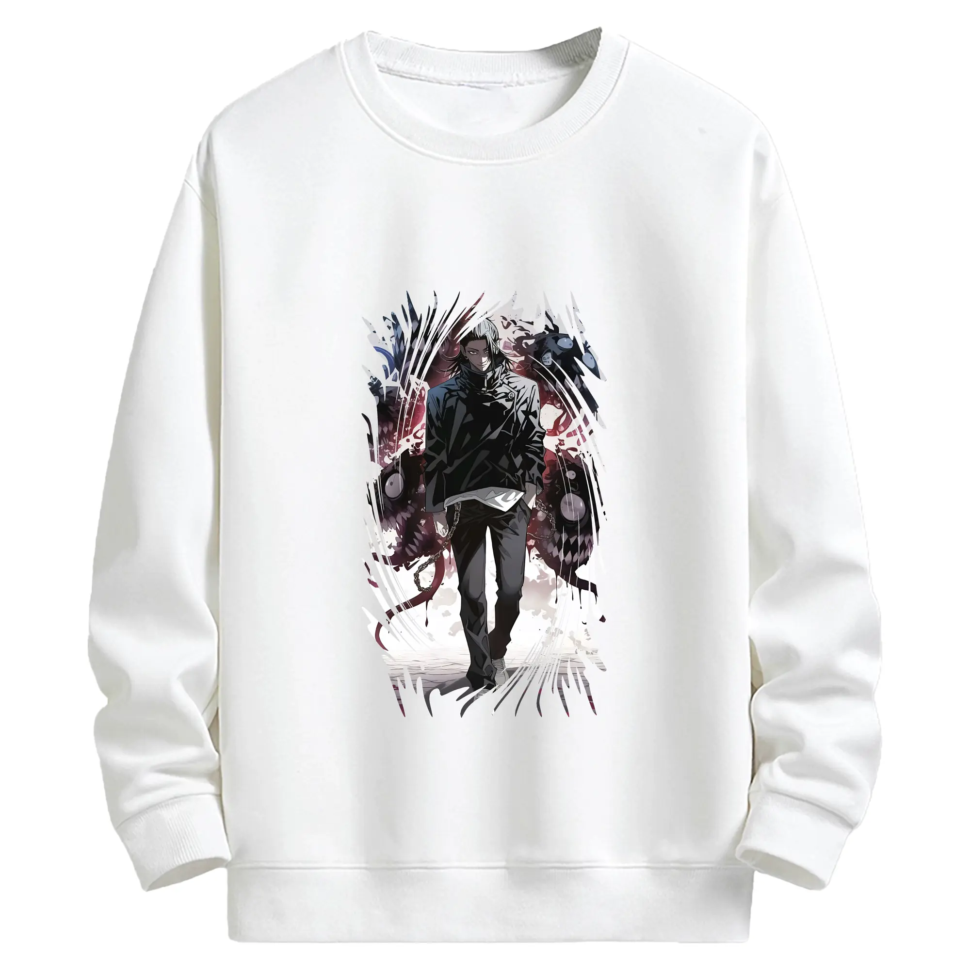 呪術廻戦 グッズ,夏油 傑 - 高品質 クルーネック スウェット ・ コットン59％ ポリエステル41％ ・ ユニセックス 長袖 トレーナー ・ カジュアル デイリー スポーツ 散歩用