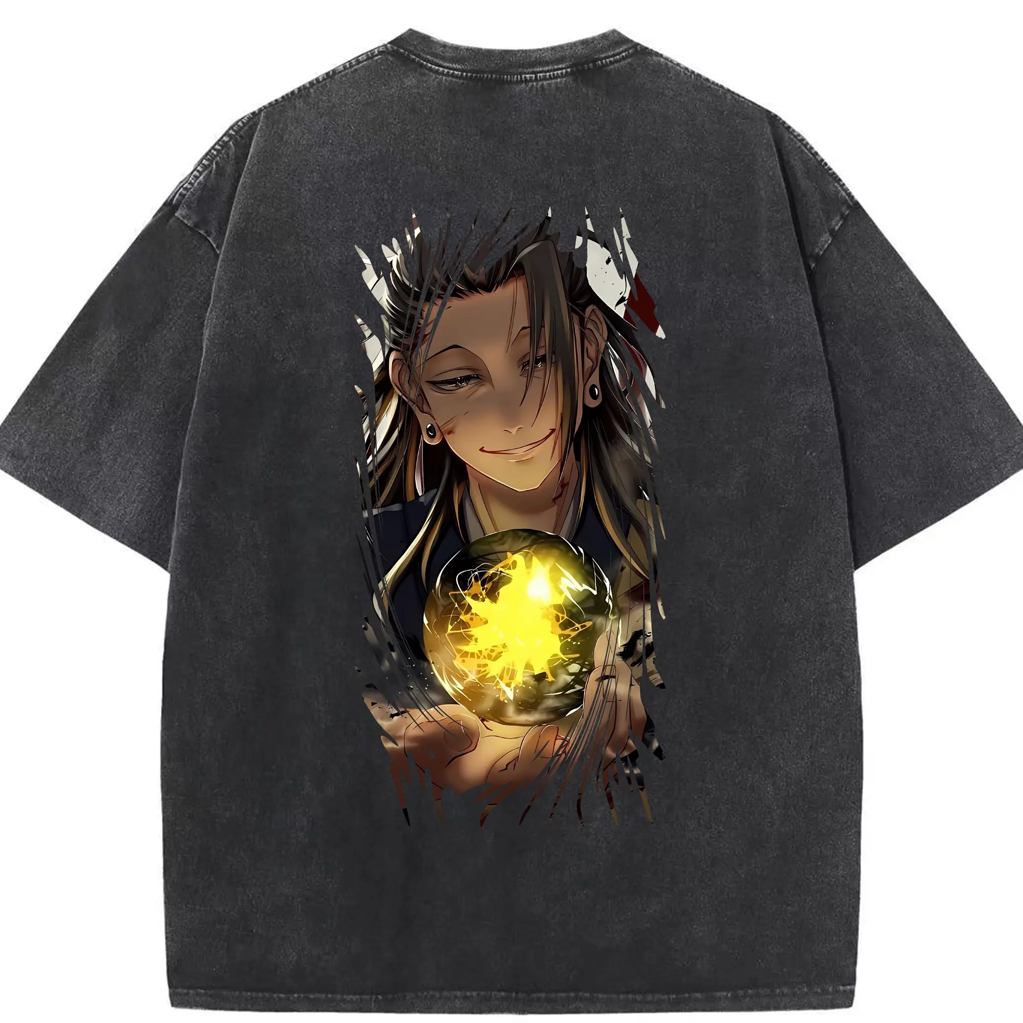 呪術廻戦 グッズ,夏油 傑 - 綿100％ ヴィンテージ風 半袖Tシャツ ・ 背面プリント ・ 柔らか肌触り ・ 通気性 快適 ・ スポーツ カジュアル 外出用