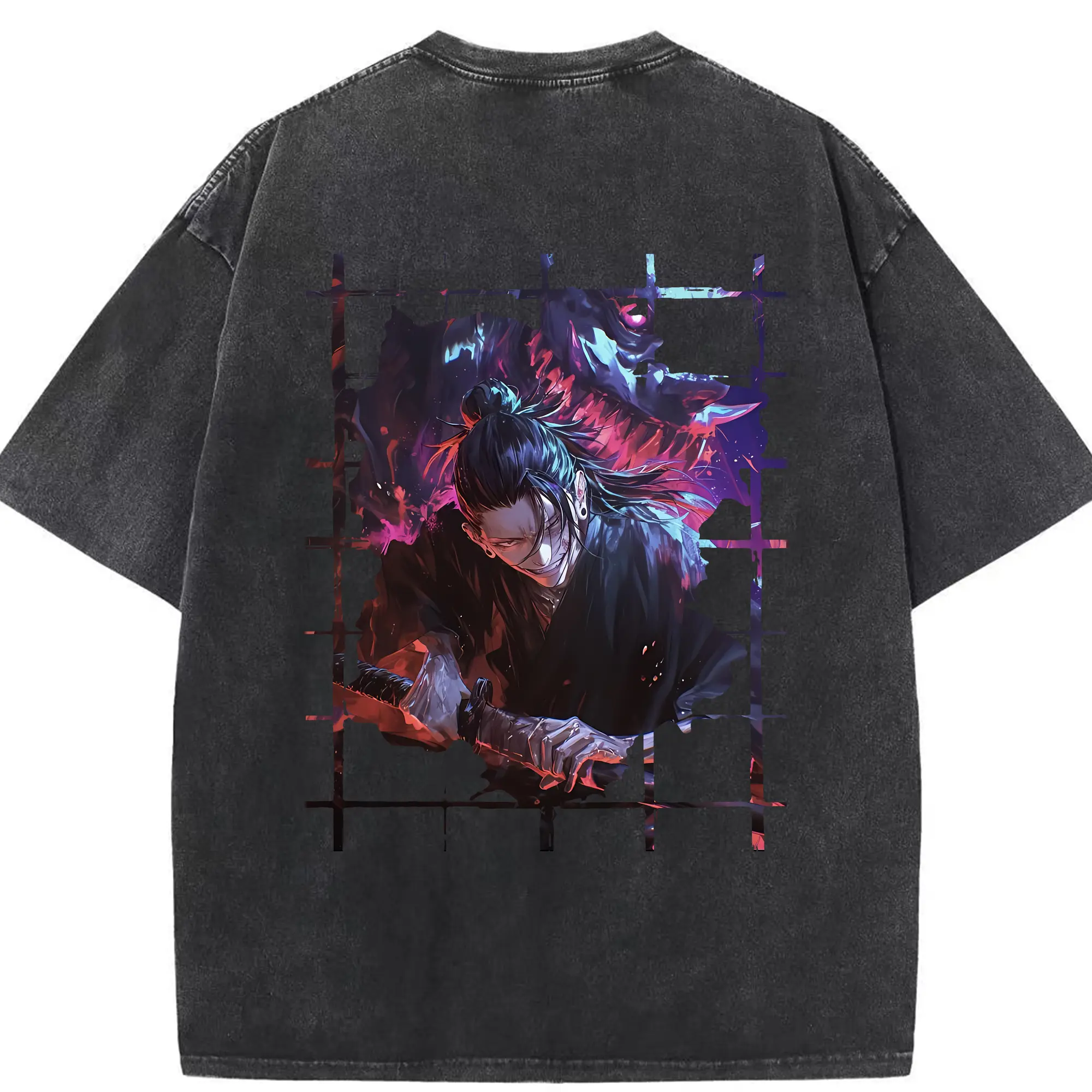 呪術廻戦 グッズ,夏油 傑 - 綿100％ ヴィンテージ風 半袖Tシャツ ・ 背面プリント ・ 柔らか肌触り ・ 通気性 快適 ・ スポーツ カジュアル 外出用