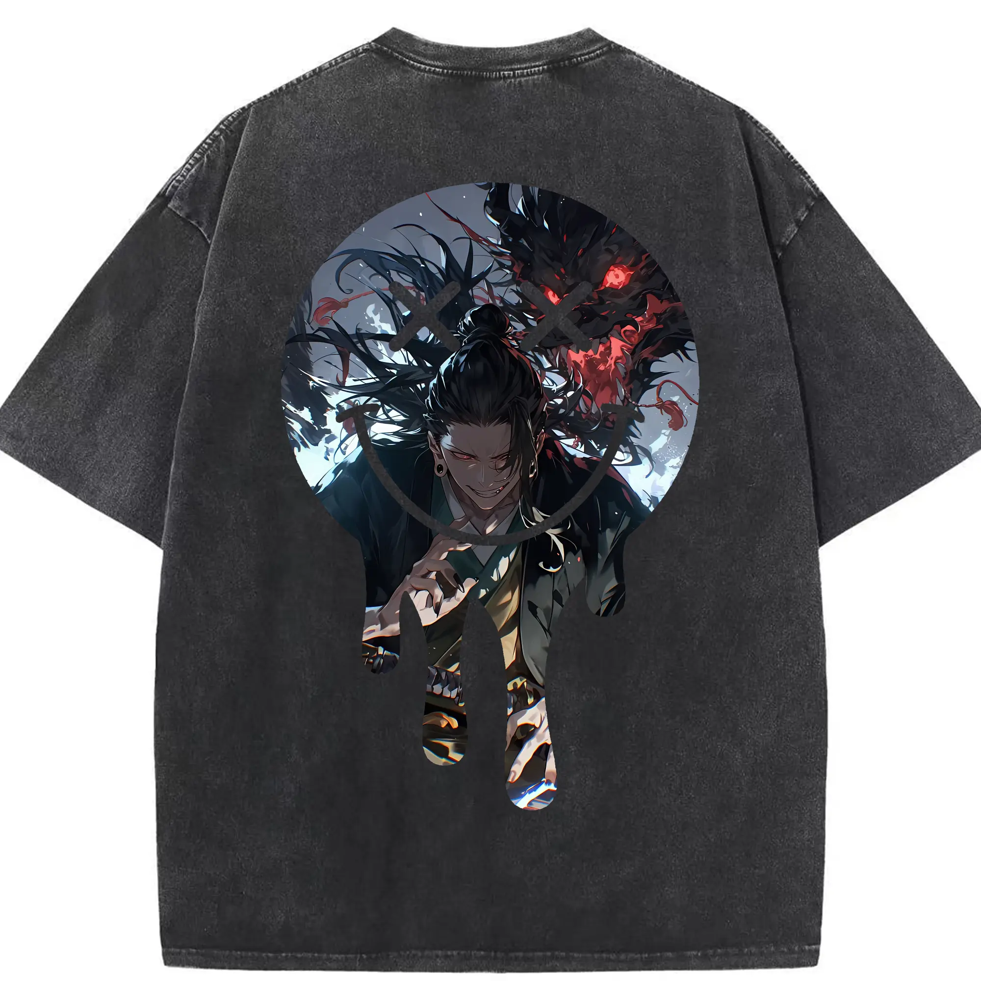 呪術廻戦 グッズ,夏油 傑 - 綿100％ ヴィンテージ風 半袖Tシャツ ・ 背面プリント ・ 柔らか肌触り ・ 通気性 快適 ・ スポーツ カジュアル 外出用