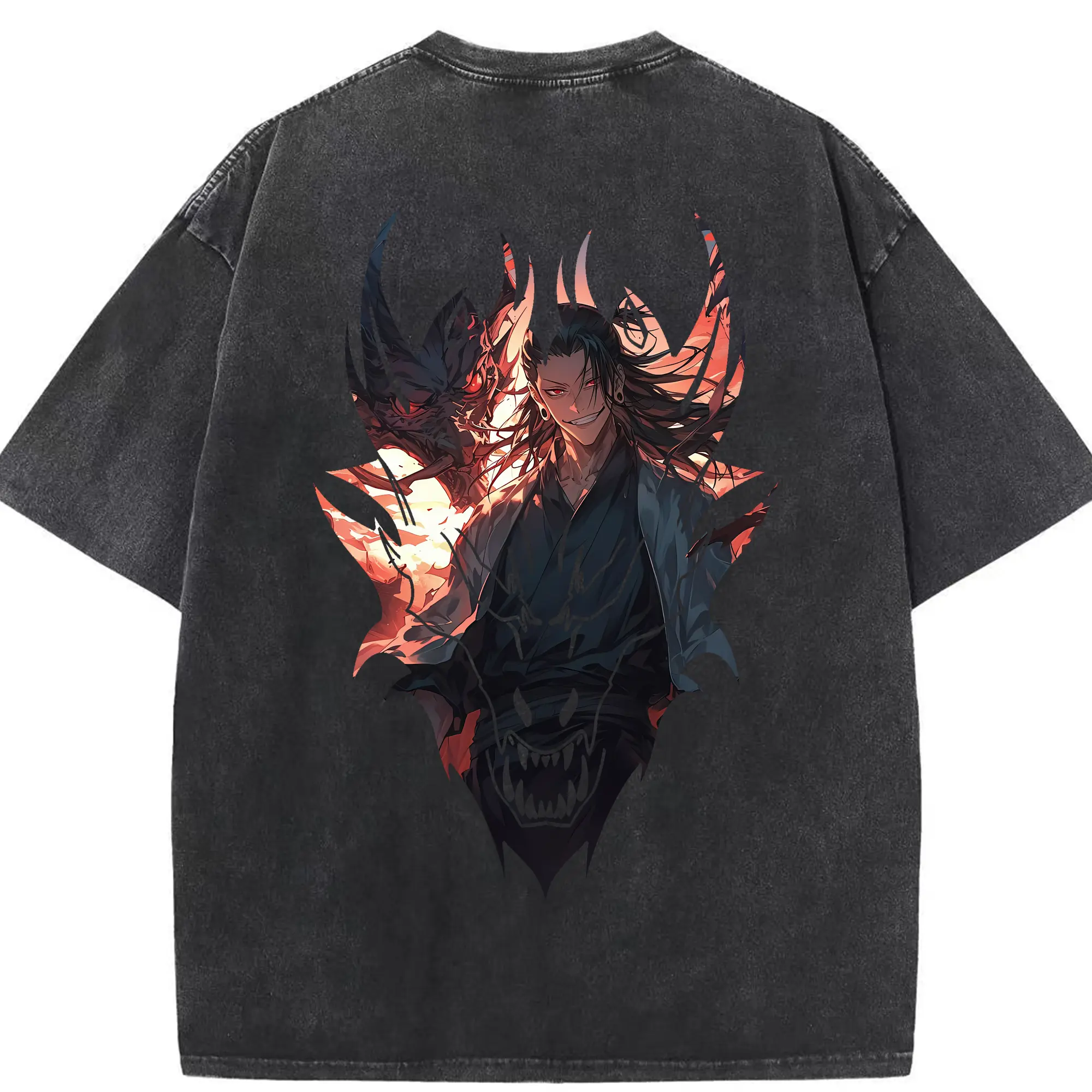 呪術廻戦 グッズ,夏油 傑 - 綿100％ ヴィンテージ風 半袖Tシャツ ・ 背面プリント ・ 柔らか肌触り ・ 通気性 快適 ・ スポーツ カジュアル 外出用