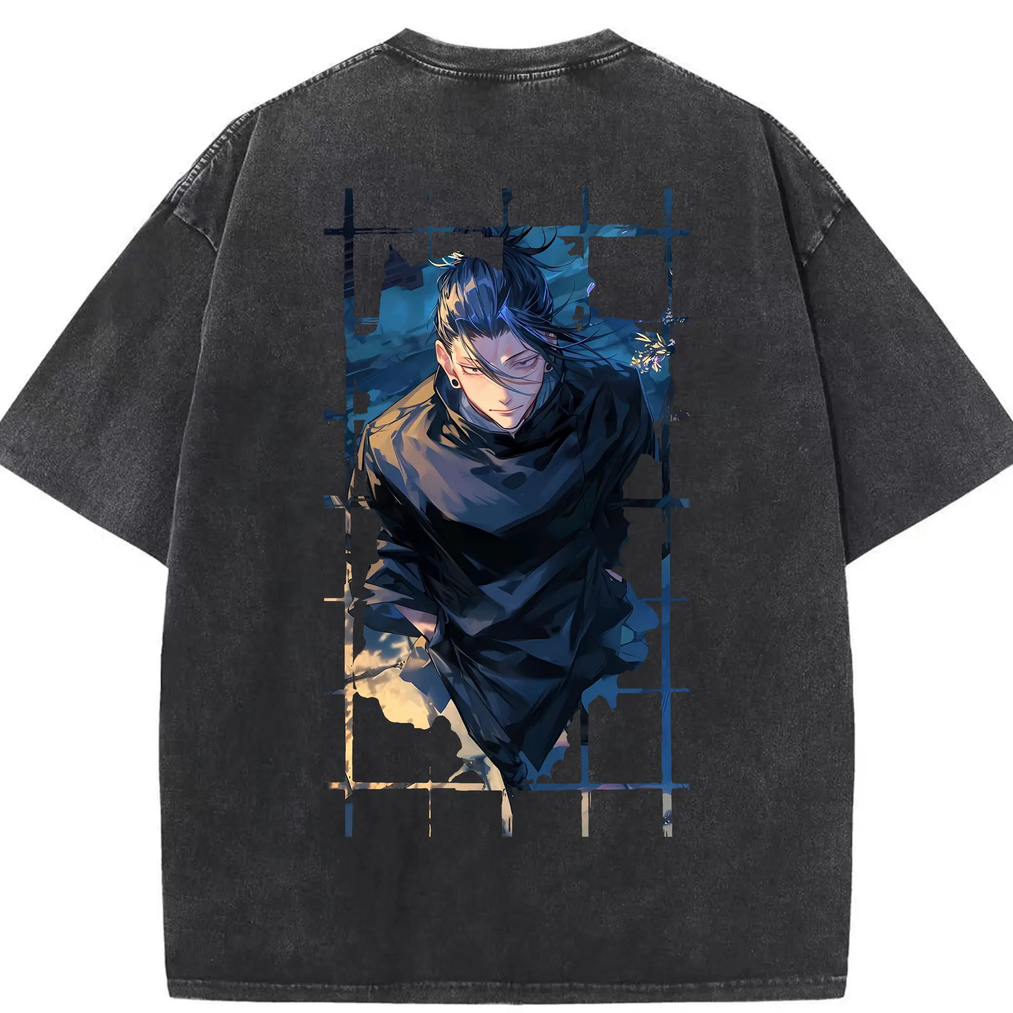 呪術廻戦 グッズ,夏油 傑 - 綿100％ ヴィンテージ風 半袖Tシャツ ・ 背面プリント ・ 柔らか肌触り ・ 通気性 快適 ・ スポーツ カジュアル 外出用