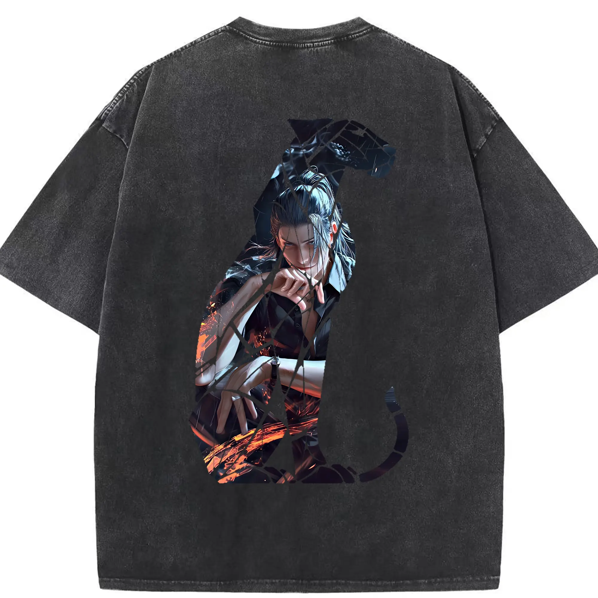 呪術廻戦 グッズ,夏油 傑 - 綿100％ ヴィンテージ風 半袖Tシャツ ・ 背面プリント ・ 柔らか肌触り ・ 通気性 快適 ・ スポーツ カジュアル 外出用