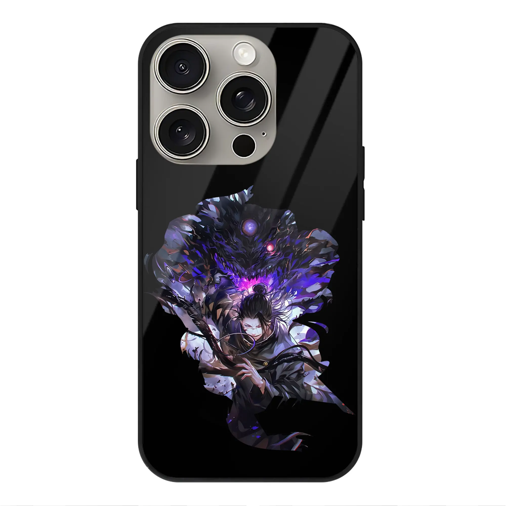 呪術廻戦 グッズ,夏油 傑 - IPhone15Pro対応 ・ スマホケース ・ 背面ガラス ・ TPU+強化ガラス ・ 耐衝撃 ・ 黄変防止 ・ ワイヤレス充電対応 ・ 3D立体ボタン