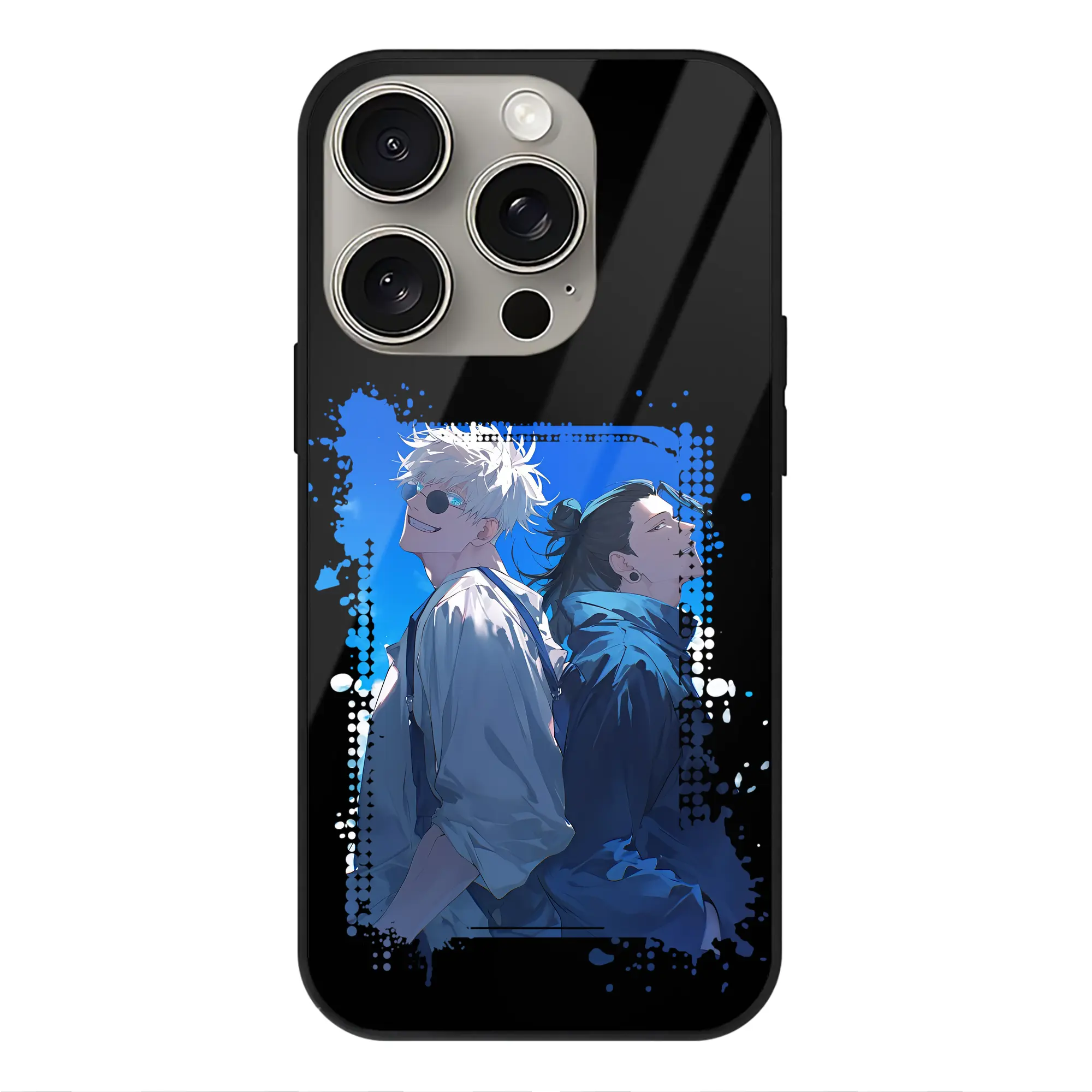 呪術廻戦 グッズ,夏油 傑 - IPhone15Pro対応 ・ スマホケース ・ 背面ガラス ・ TPU+強化ガラス ・ 耐衝撃 ・ 黄変防止 ・ ワイヤレス充電対応 ・ 3D立体ボタン