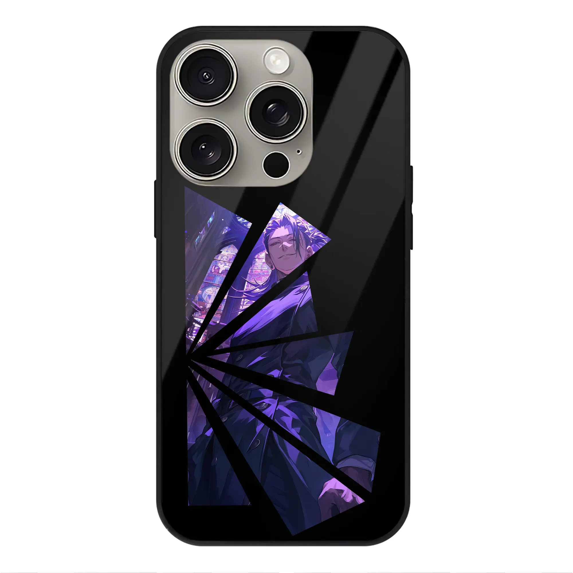 呪術廻戦 グッズ,夏油 傑 - IPhone15Pro対応 ・ スマホケース ・ 背面ガラス ・ TPU+強化ガラス ・ 耐衝撃 ・ 黄変防止 ・ ワイヤレス充電対応 ・ 3D立体ボタン